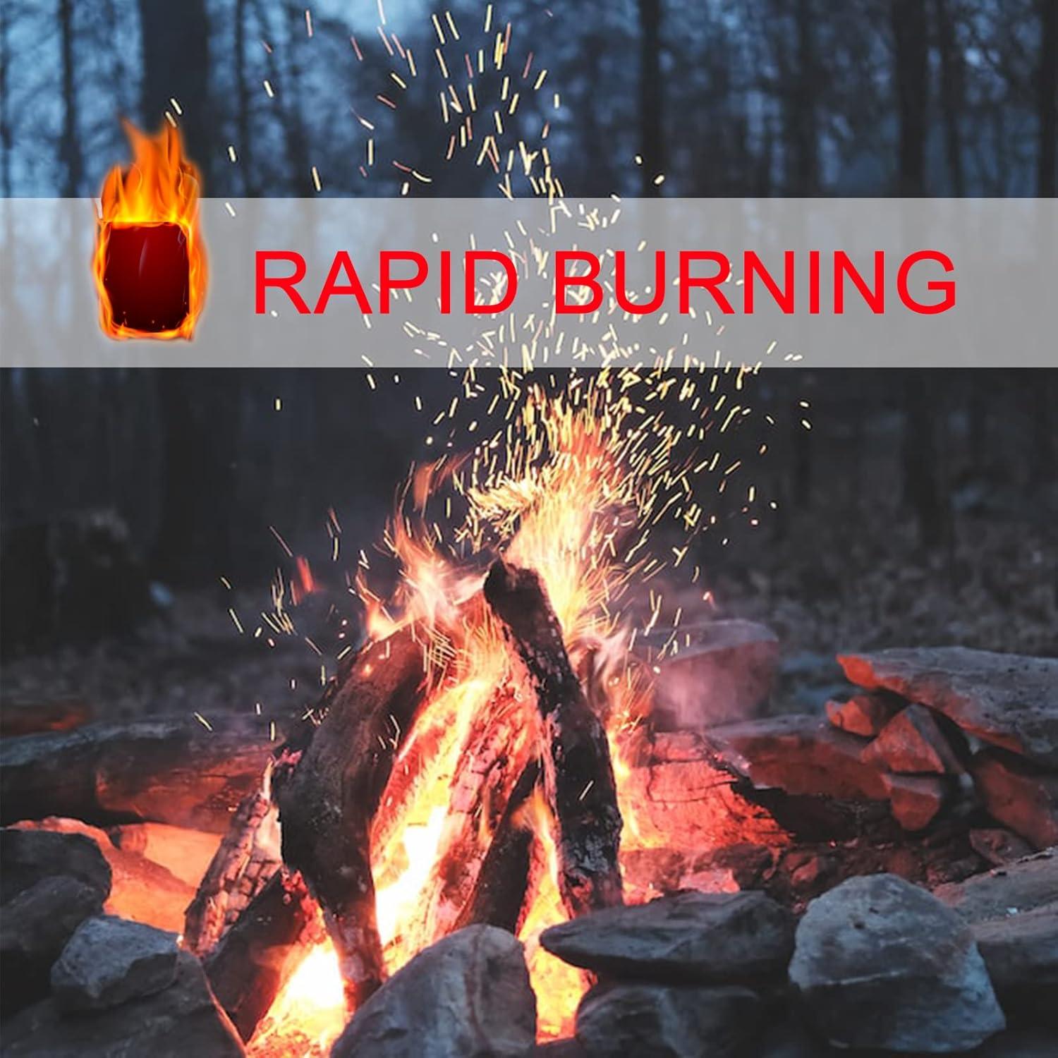 Fire Starter-Pack of 144 Charcoal Fire Starters for Campfires, Chimney, Grill Pit, Fireplace, BBQ & Smoker