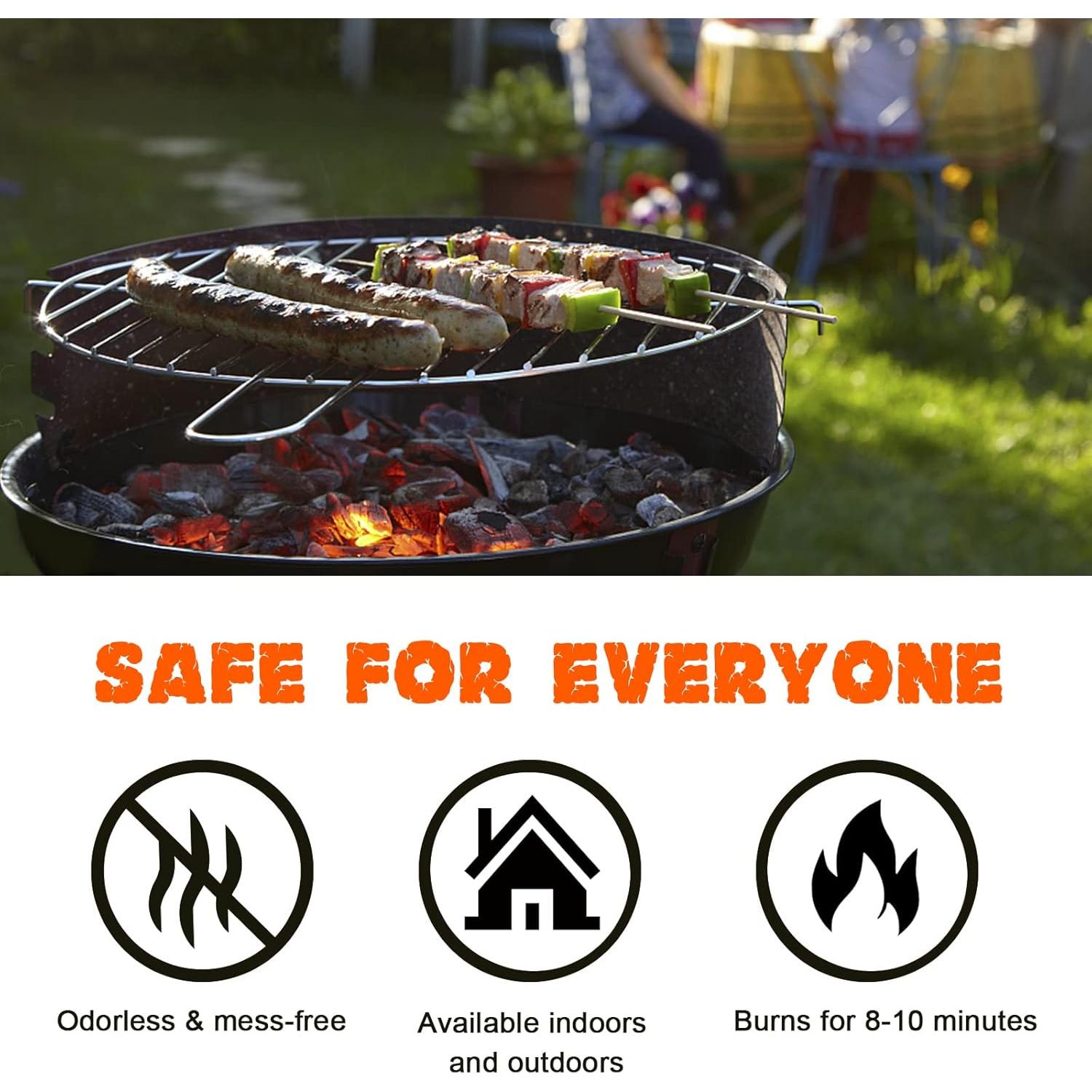 Fire Starter-Pack of 144 Charcoal Fire Starters for Campfires, Chimney, Grill Pit, Fireplace, BBQ & Smoker