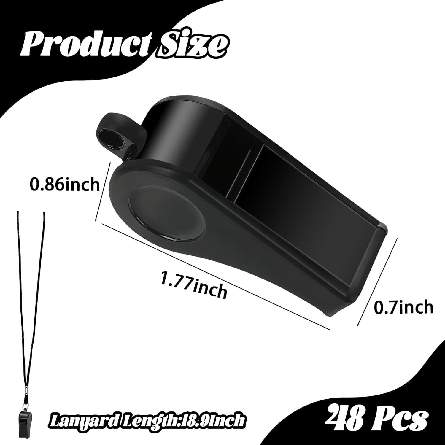 48 Silbatos de Entrenador Retainbre con Cordón Negro