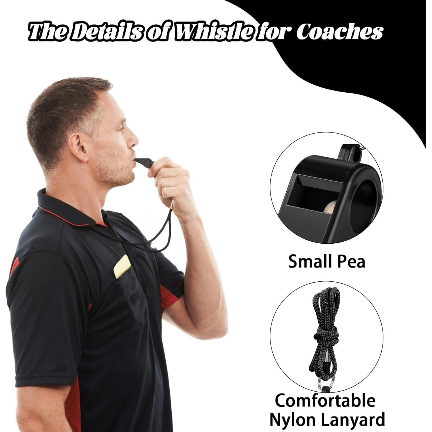 48 Silbatos de Entrenador Retainbre con Cordón Negro