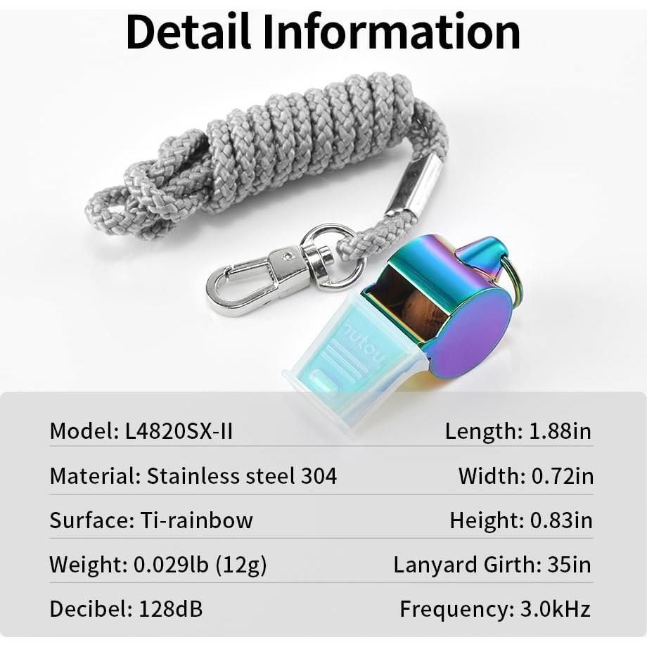 Silbato HUTOU L4820SX de Acero Inoxidable con Cordón - 2 Paquetes