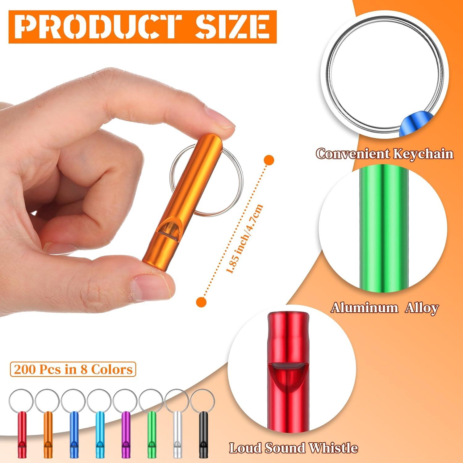 200 Silbatos de Emergencia Hollowfly con Llaveros Aluminio
