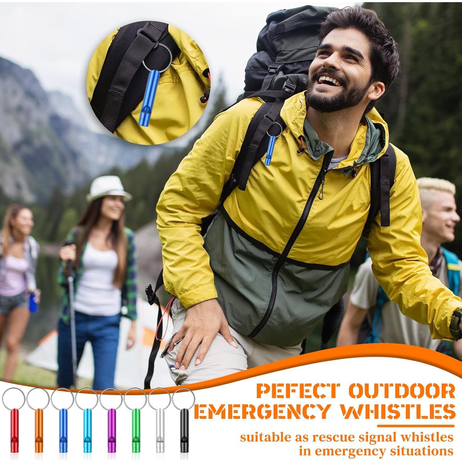 200 Silbatos de Emergencia Hollowfly con Llaveros Aluminio