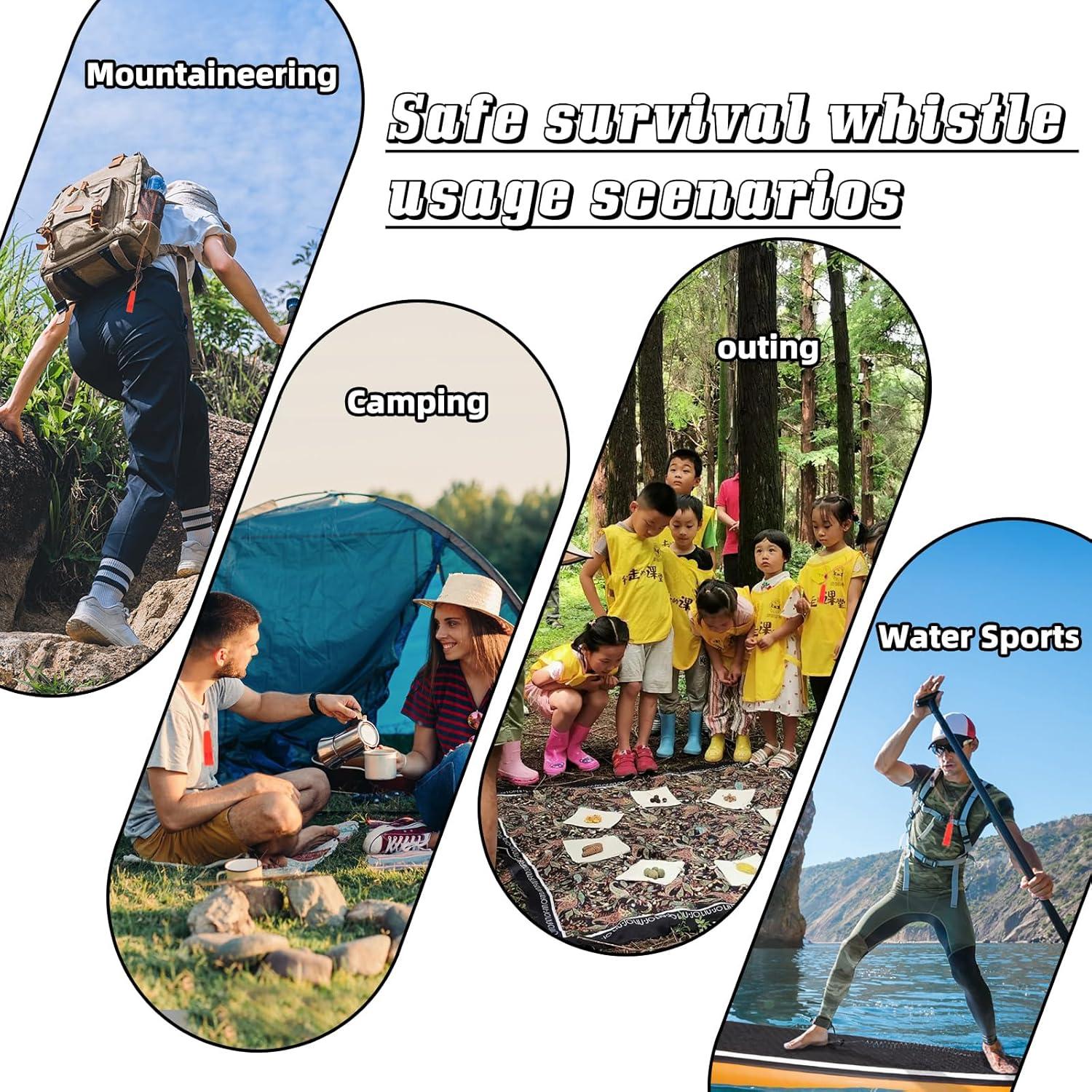 4 Silbatos de Emergencia VOGUCCLO con Cordón Reflectante