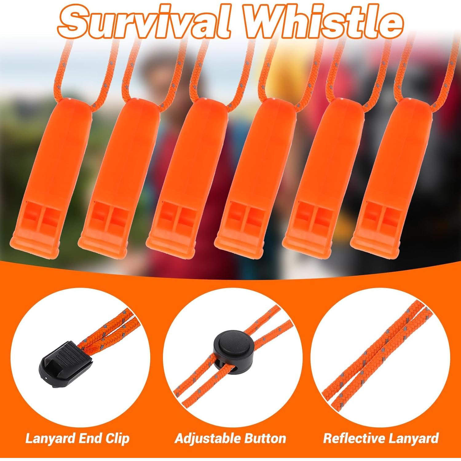 Silbatos de Emergencia Molain 6 Pcs con Cordón Reflectante
