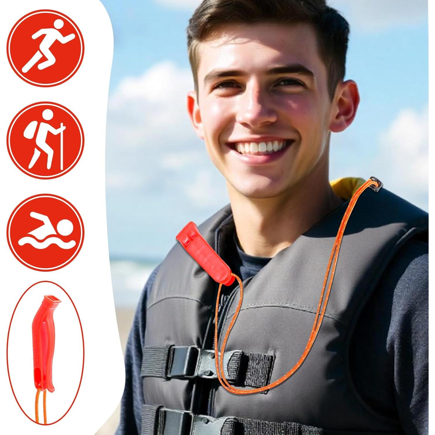 Silbatos de Emergencia JIEYAO 4 Pcs con Cordón Ajustable
