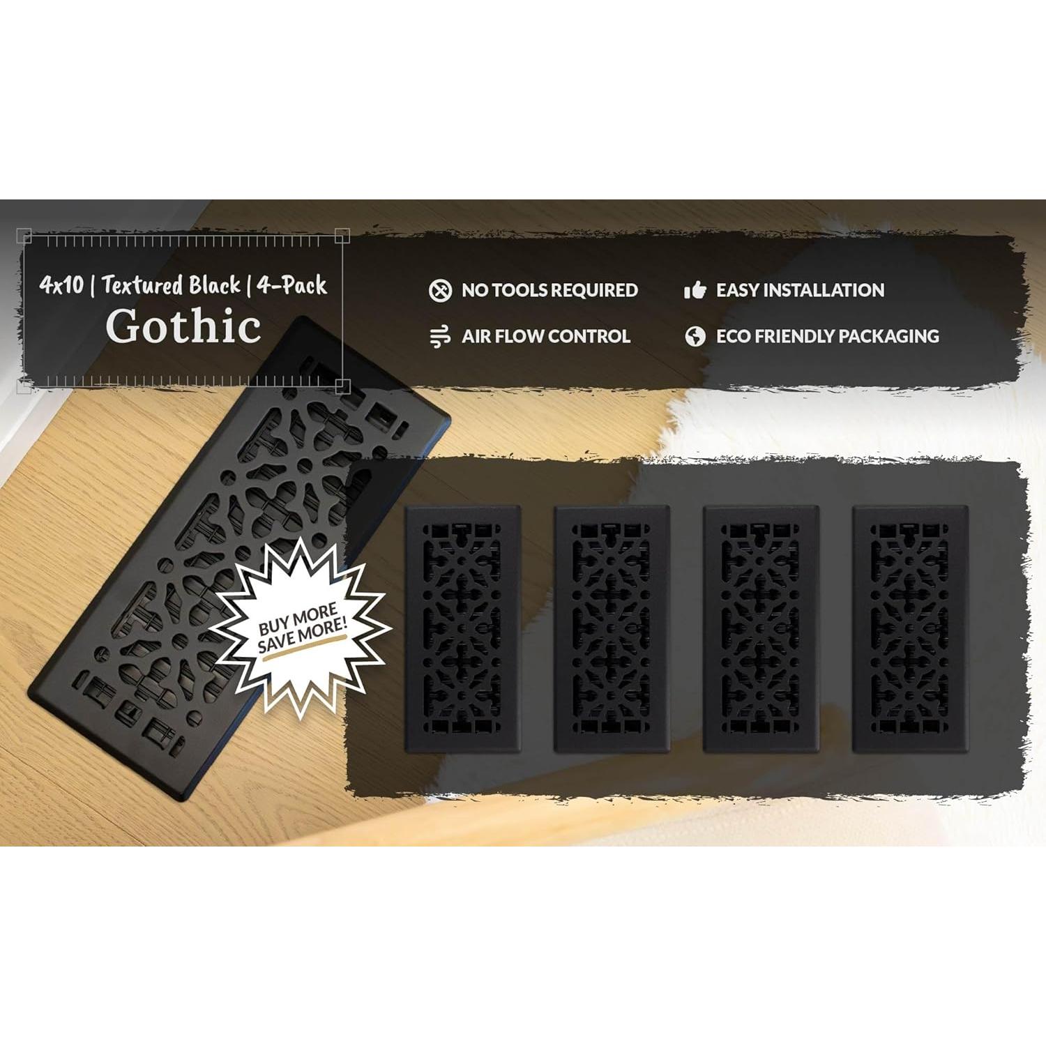 Rejilla de Piso Decor Grates AGH410-BLK, 10x25 cm, Negro Texturizado