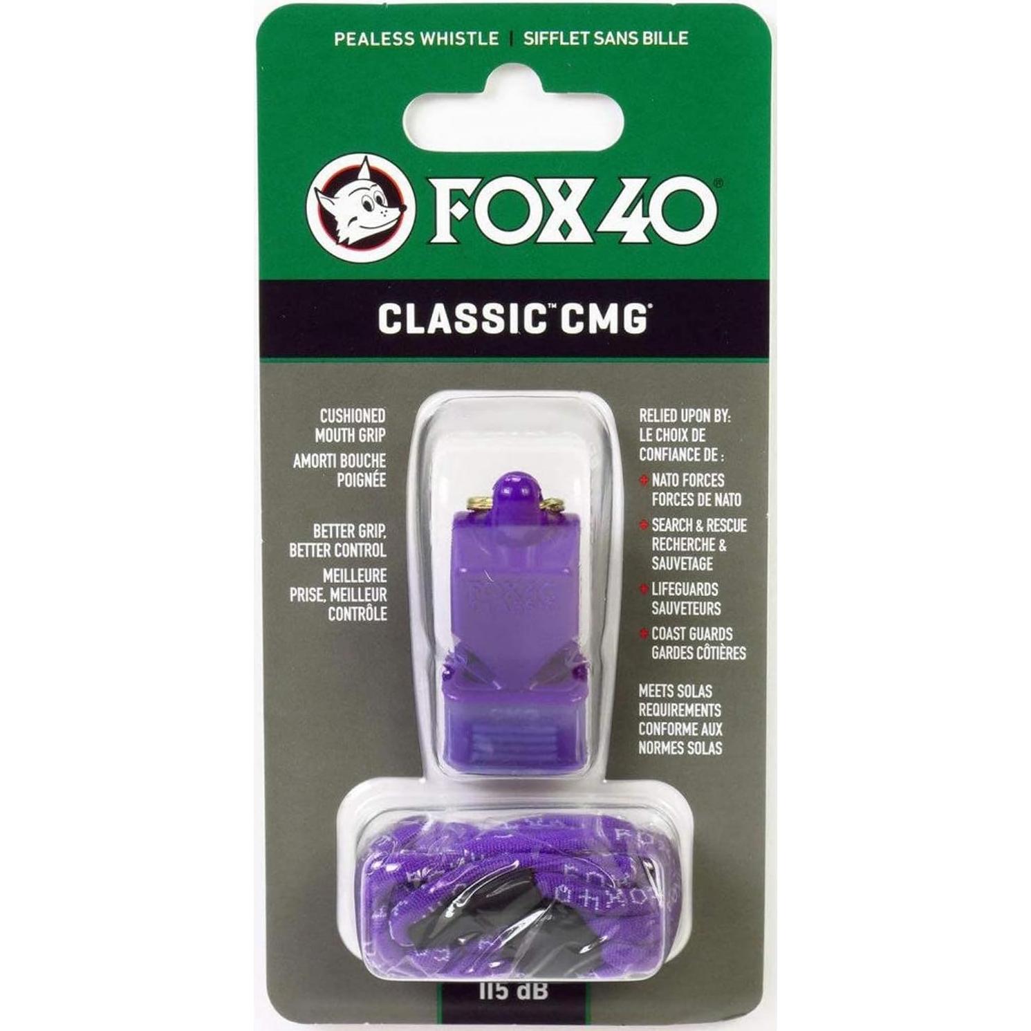 Silbato de Seguridad Fox 40 Classic CMG 115 dB Púrpura con Cordón