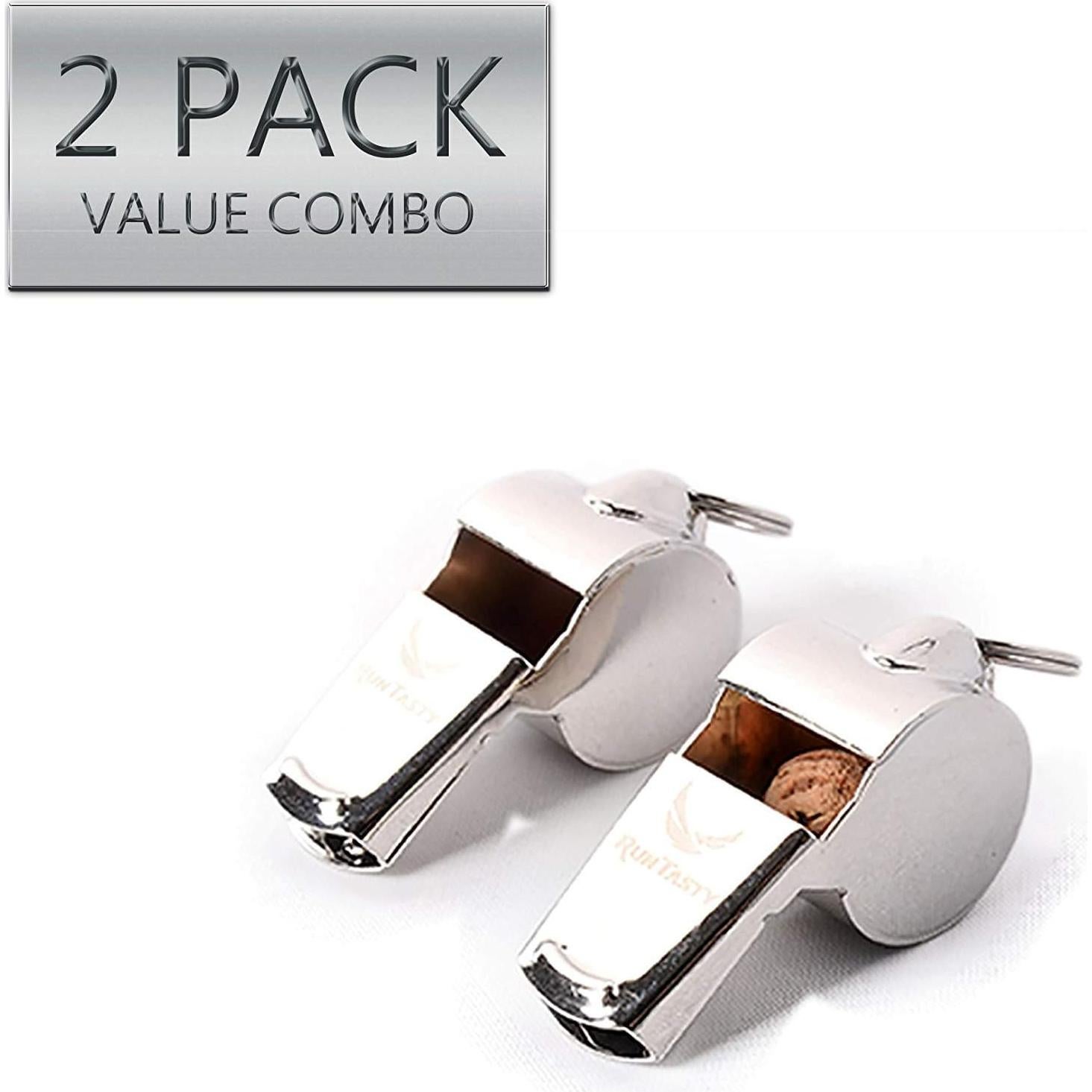 Silbatos de Metal Runtasty Paquete de 2 con Cordón Ajustable