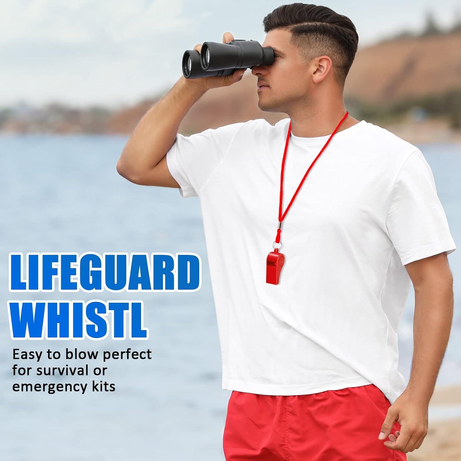 Silbatos de Plástico Flutesan 48 Piezas con Cordón Rojo