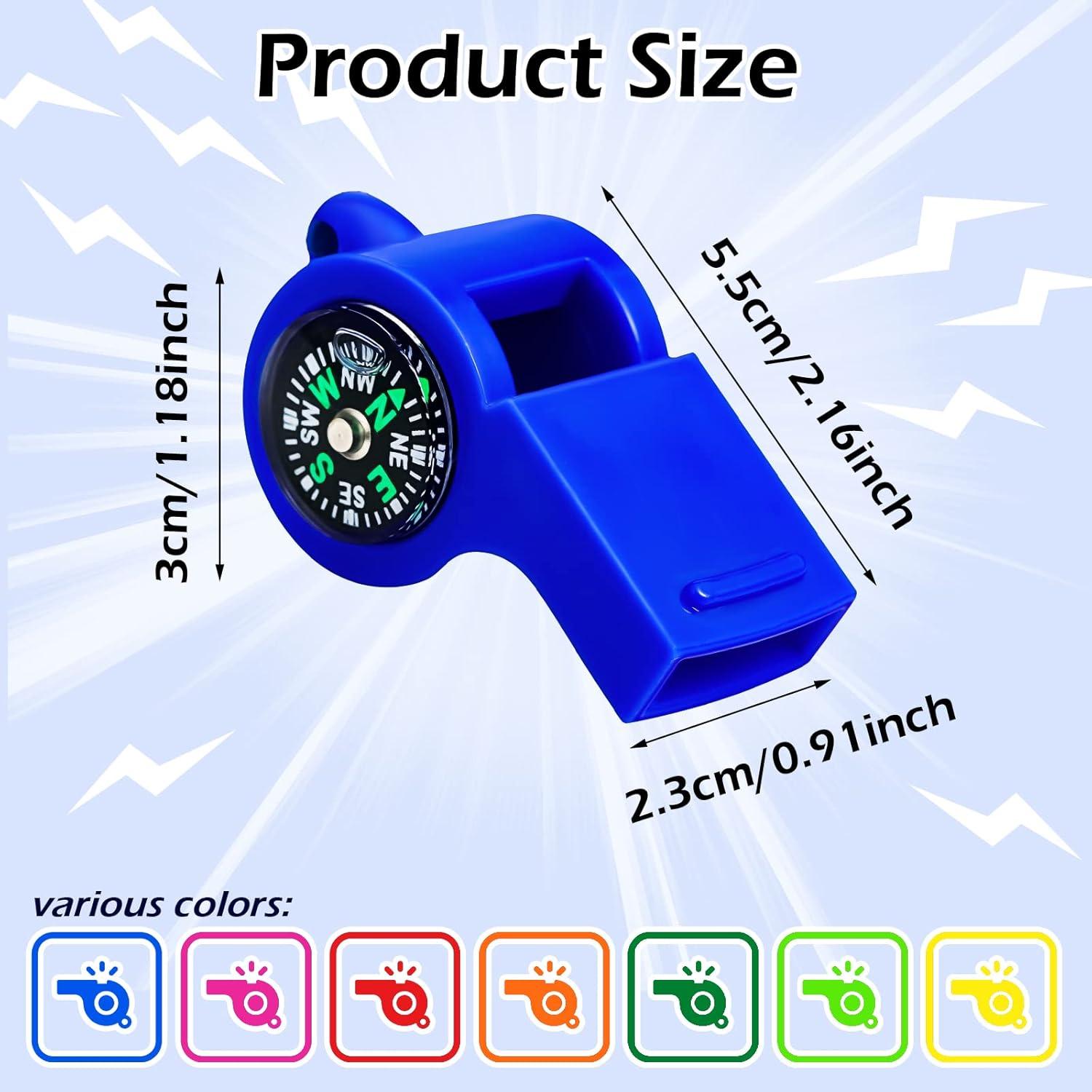 Silbato Brújula 2 en 1 Lothee - 7 Pzs Coloridos para Emergencia