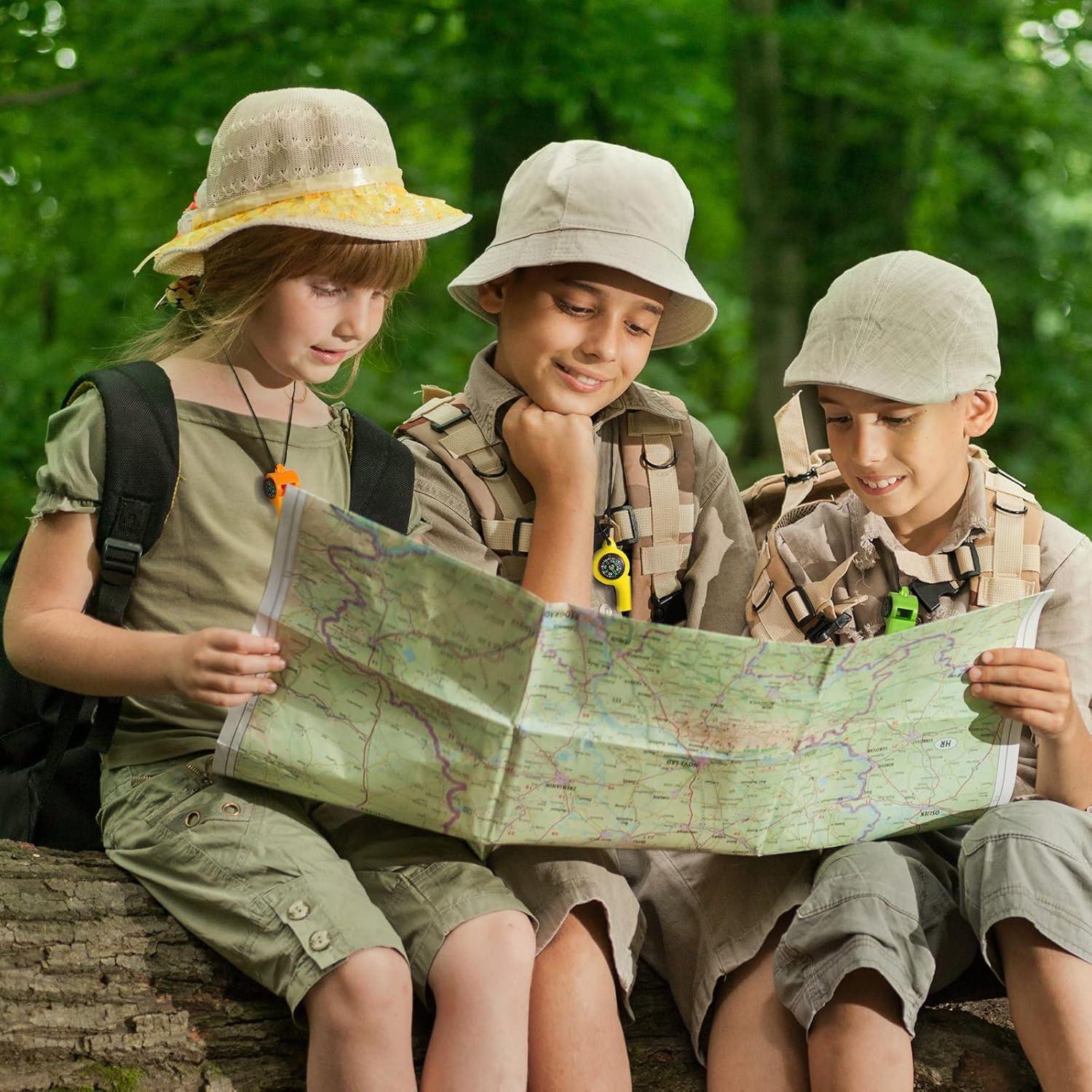 Silbato Brújula 2 en 1 Lothee - 7 Pzs Coloridos para Emergencia