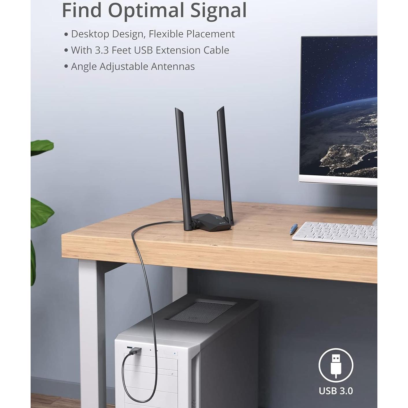 Adaptador USB WiFi 6 BrosTrend AX1800 1201Mbps 5GHz 574Mbps