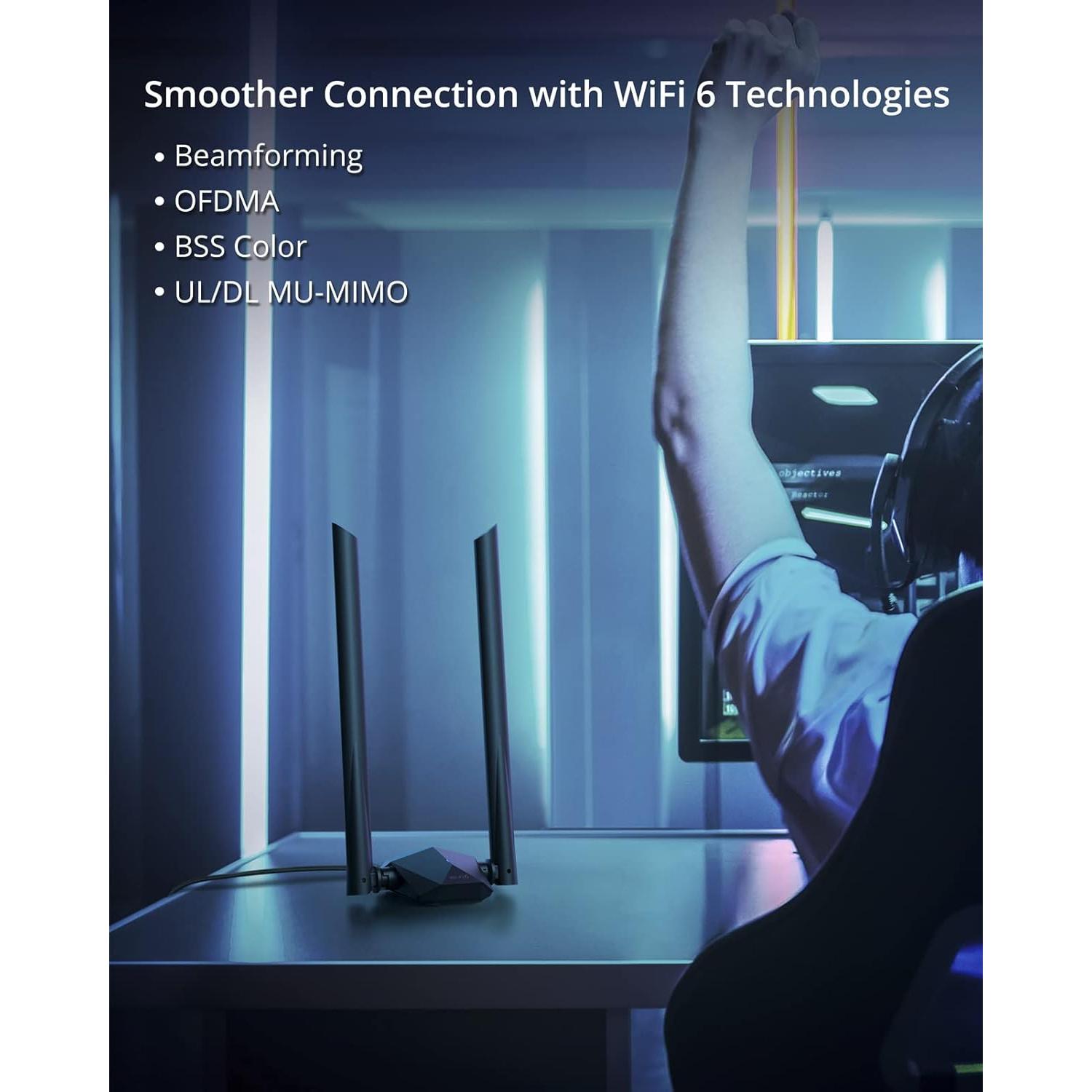 Adaptador USB WiFi 6 BrosTrend AX1800 1201Mbps 5GHz 574Mbps