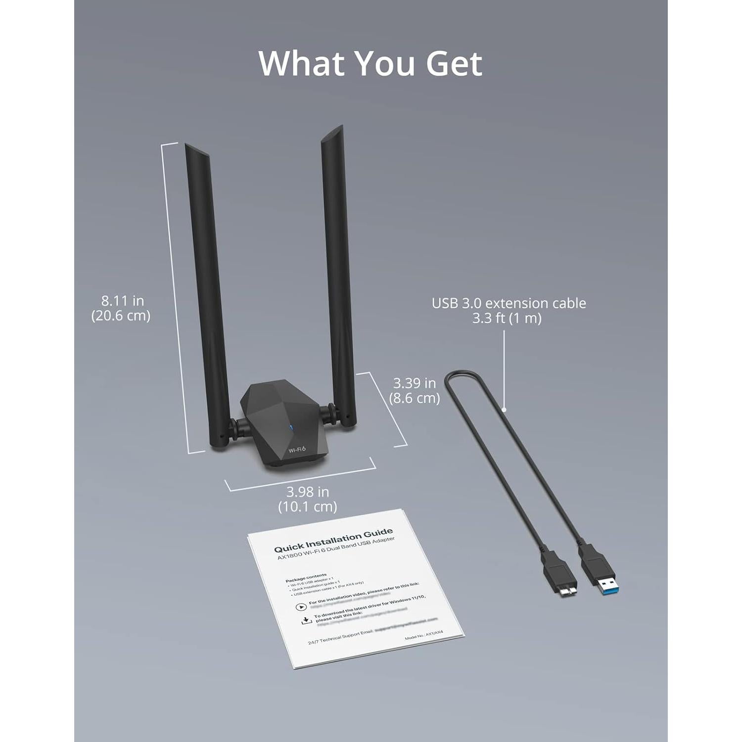 Adaptador USB WiFi 6 BrosTrend AX1800 1201Mbps 5GHz 574Mbps