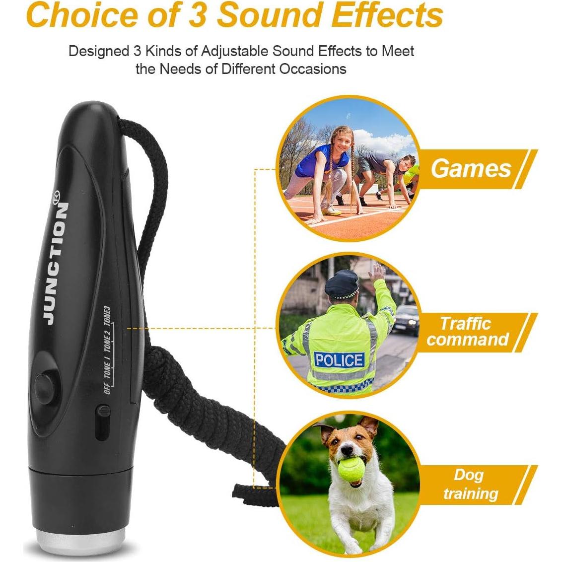 Silbato Electrónico UNIWA Ajustable 3 Sonidos 120dB Negro