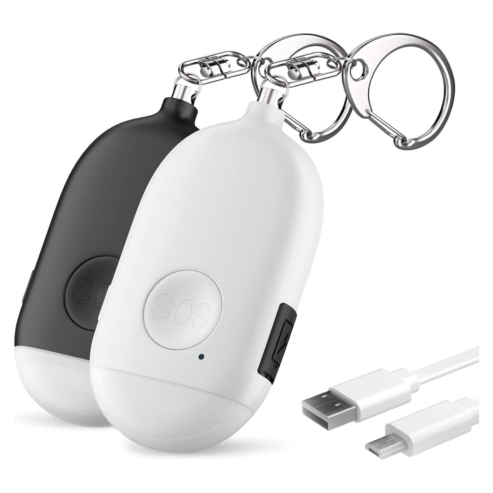 Alarma Personal Recargable WETEN 130dB con Luz LED - Negro y Blanco