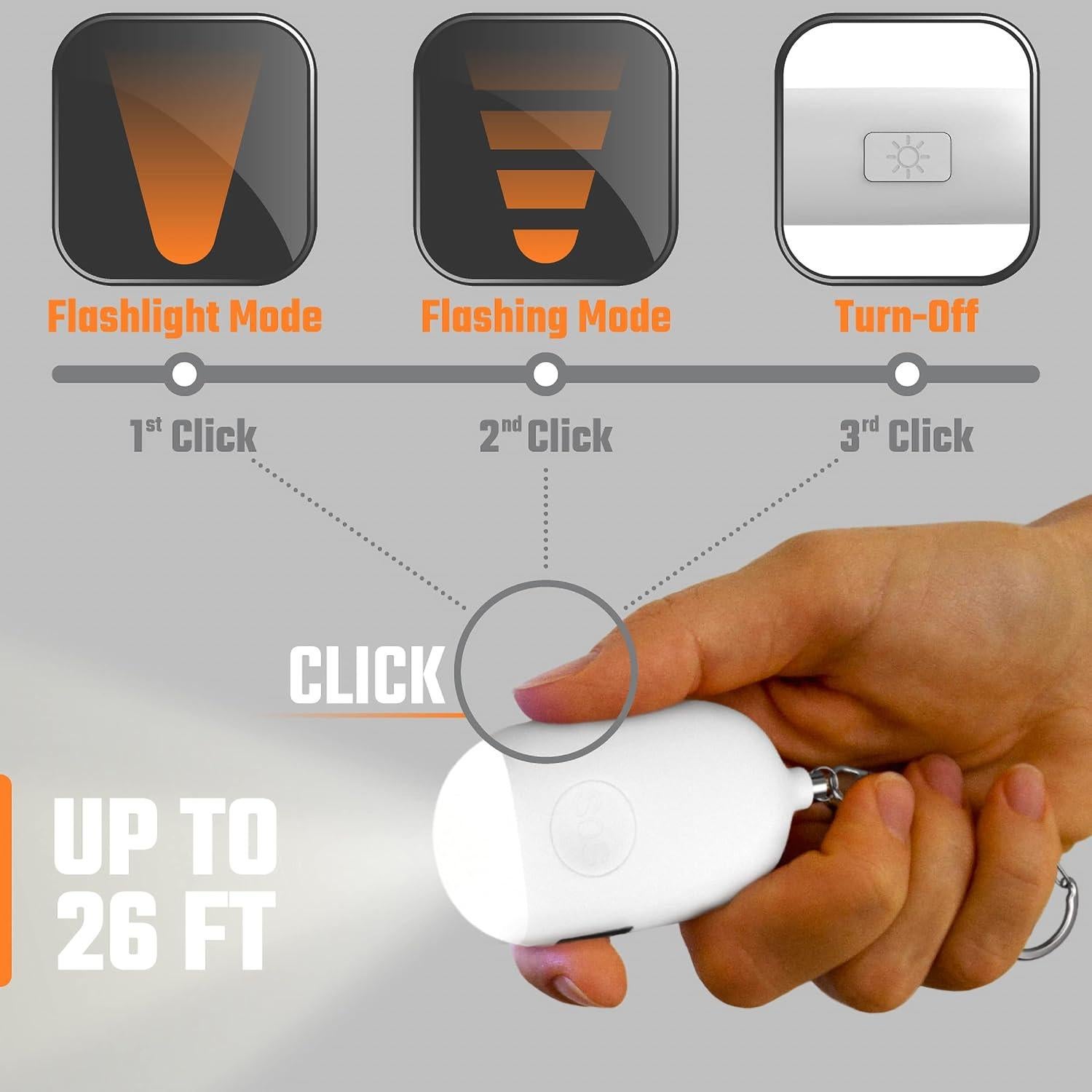 Alarma Personal Recargable WETEN 130dB con Luz LED - Negro y Blanco