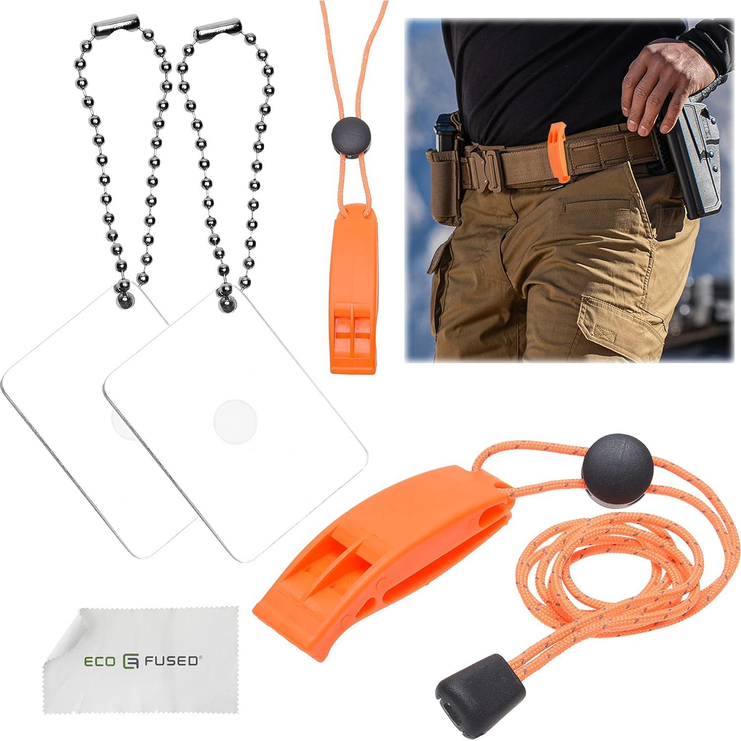 Kit de Supervivencia Eco-Fused: 2 Silbatos y 2 Espejos