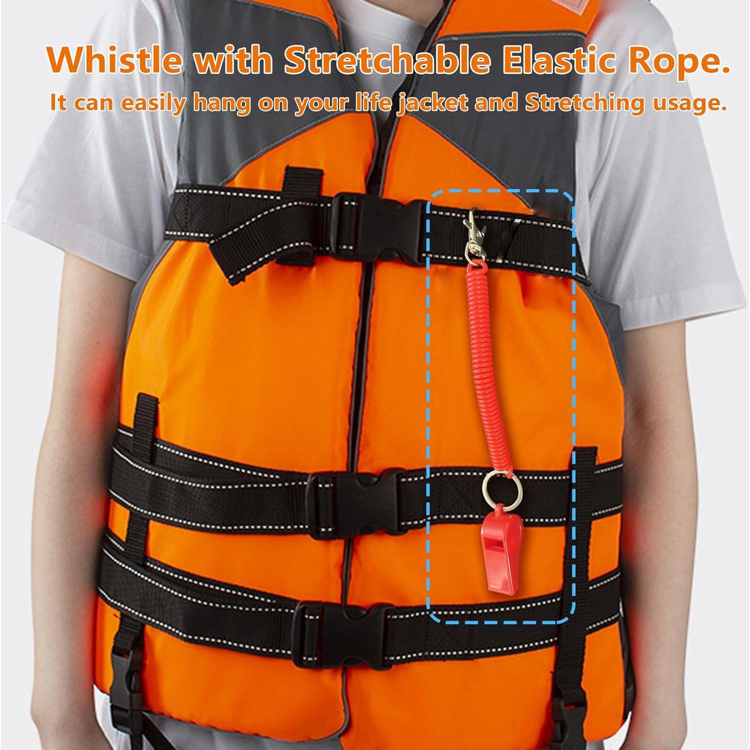 6 Silbatos de Seguridad Ori Yuan con Cuerda Ajustable - Rojo, Azul y Negro