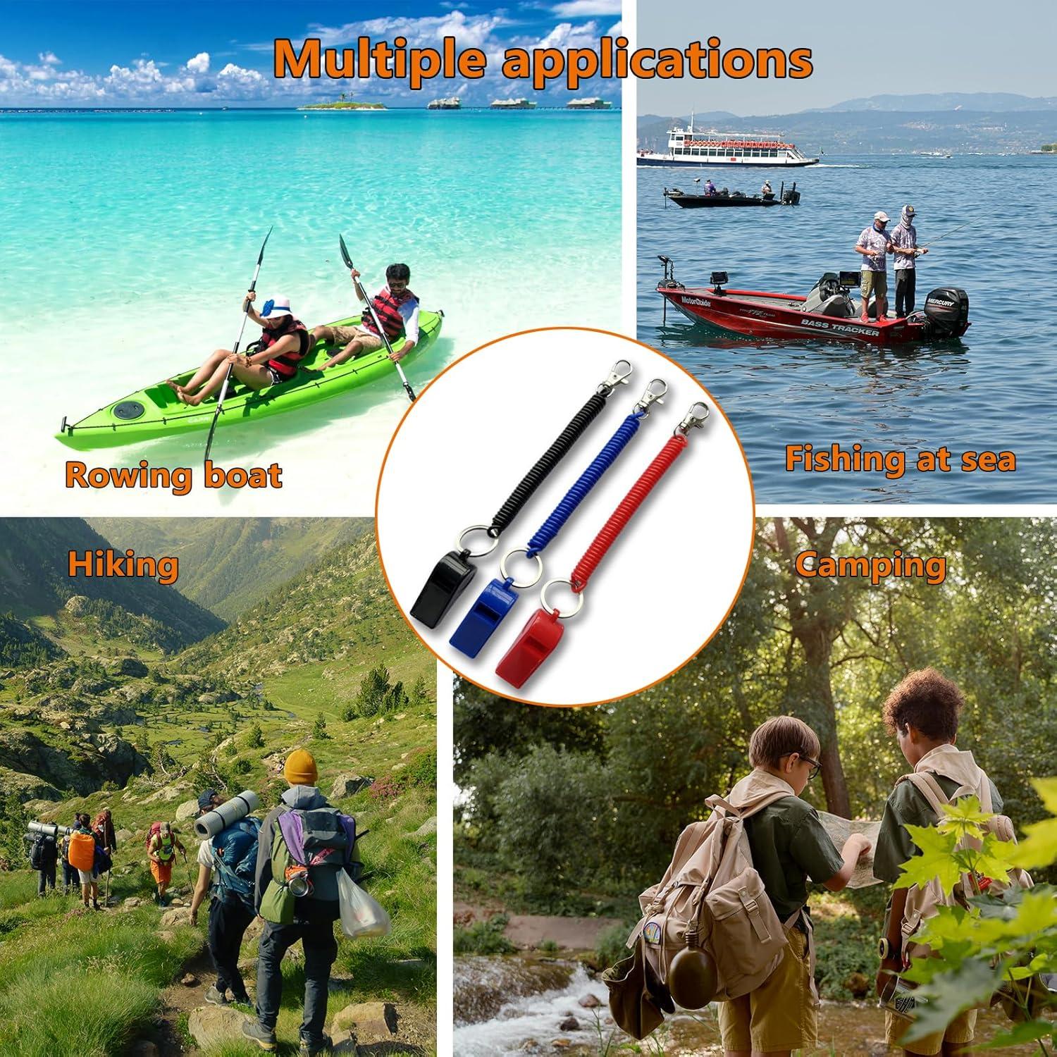 6 Silbatos de Seguridad Ori Yuan con Cuerda Ajustable - Rojo, Azul y Negro