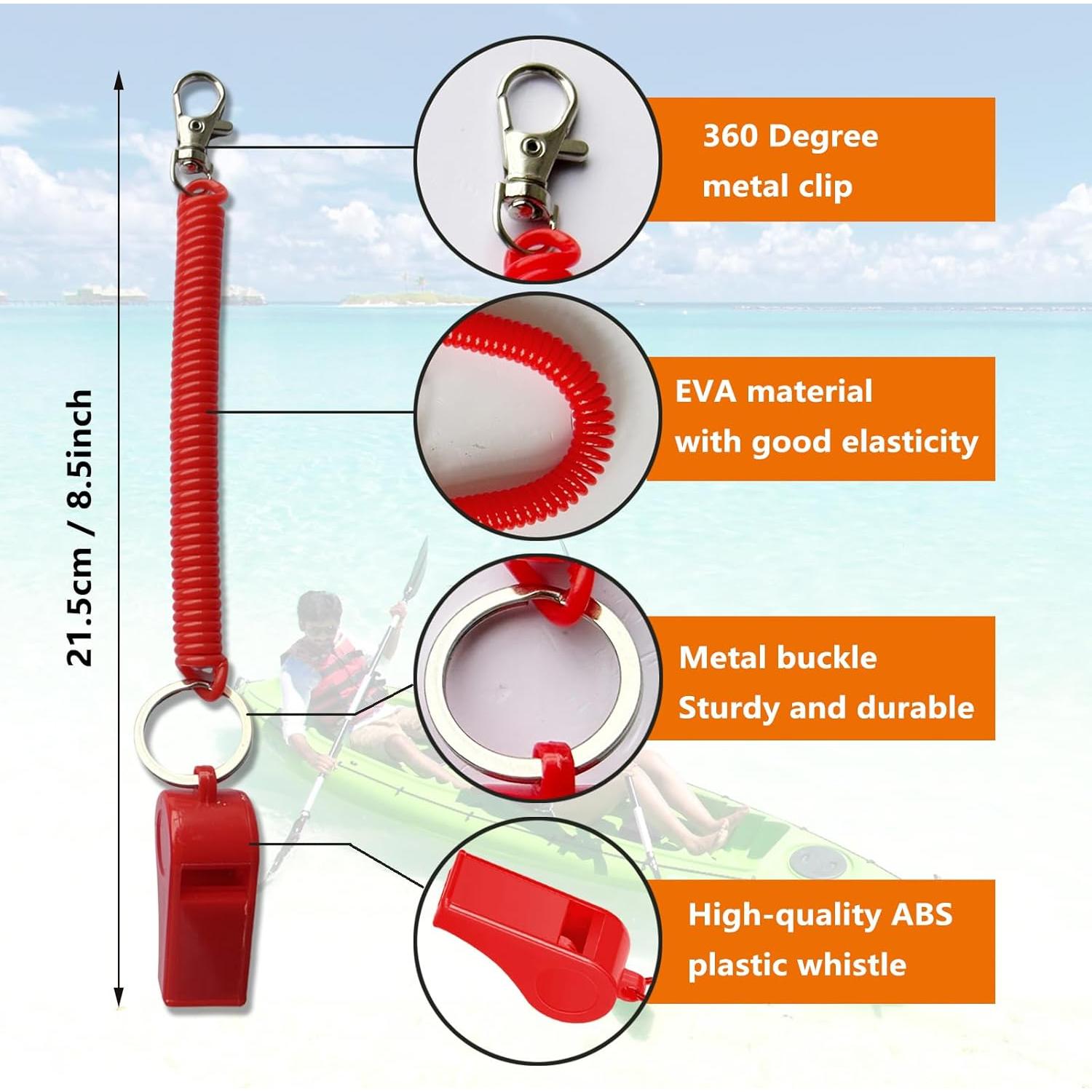 6 Silbatos de Seguridad Ori Yuan con Cuerda Ajustable - Rojo, Azul y Negro