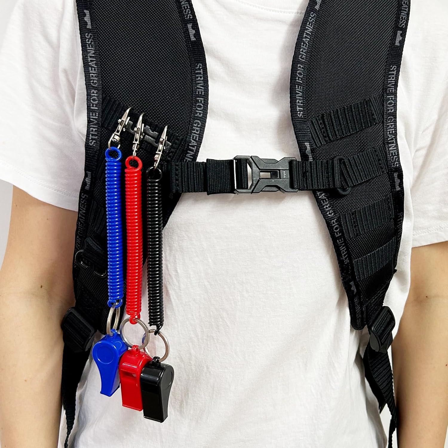 6 Silbatos de Seguridad Ori Yuan con Cuerda Ajustable - Rojo, Azul y Negro