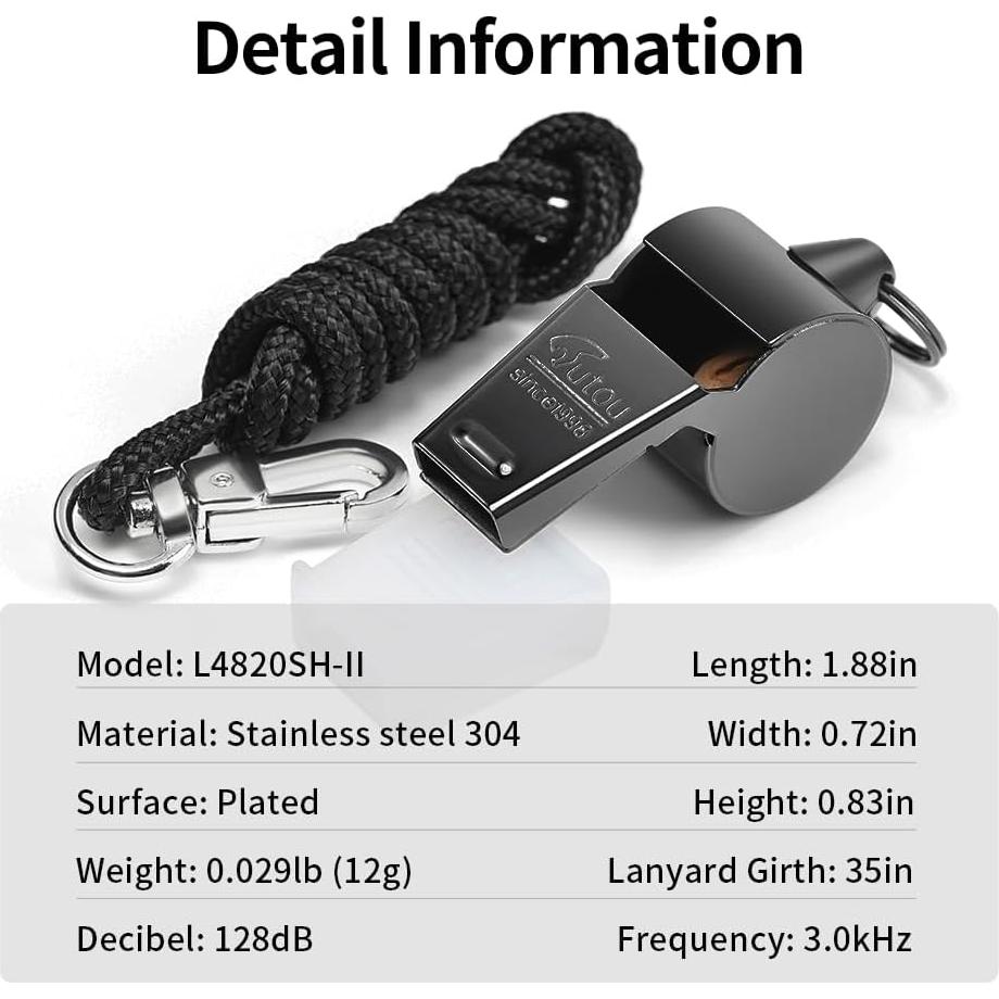 Silbato de Acero Inoxidable HUTOU L4820SH - 2 Pcs con Cordón