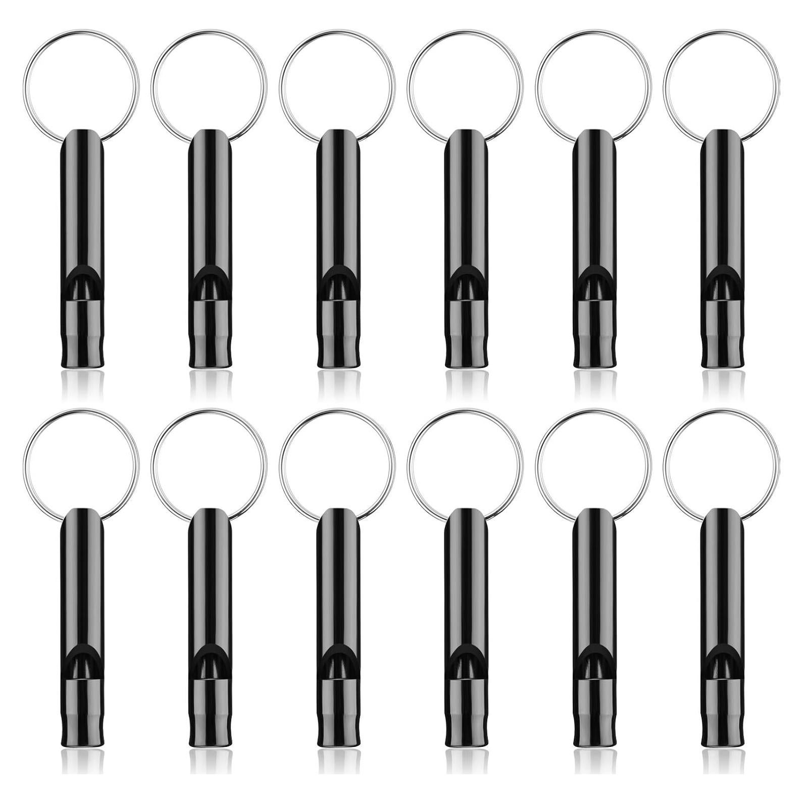 Silbatos de Emergencia Weewooday 12 Piezas Aluminio Negro