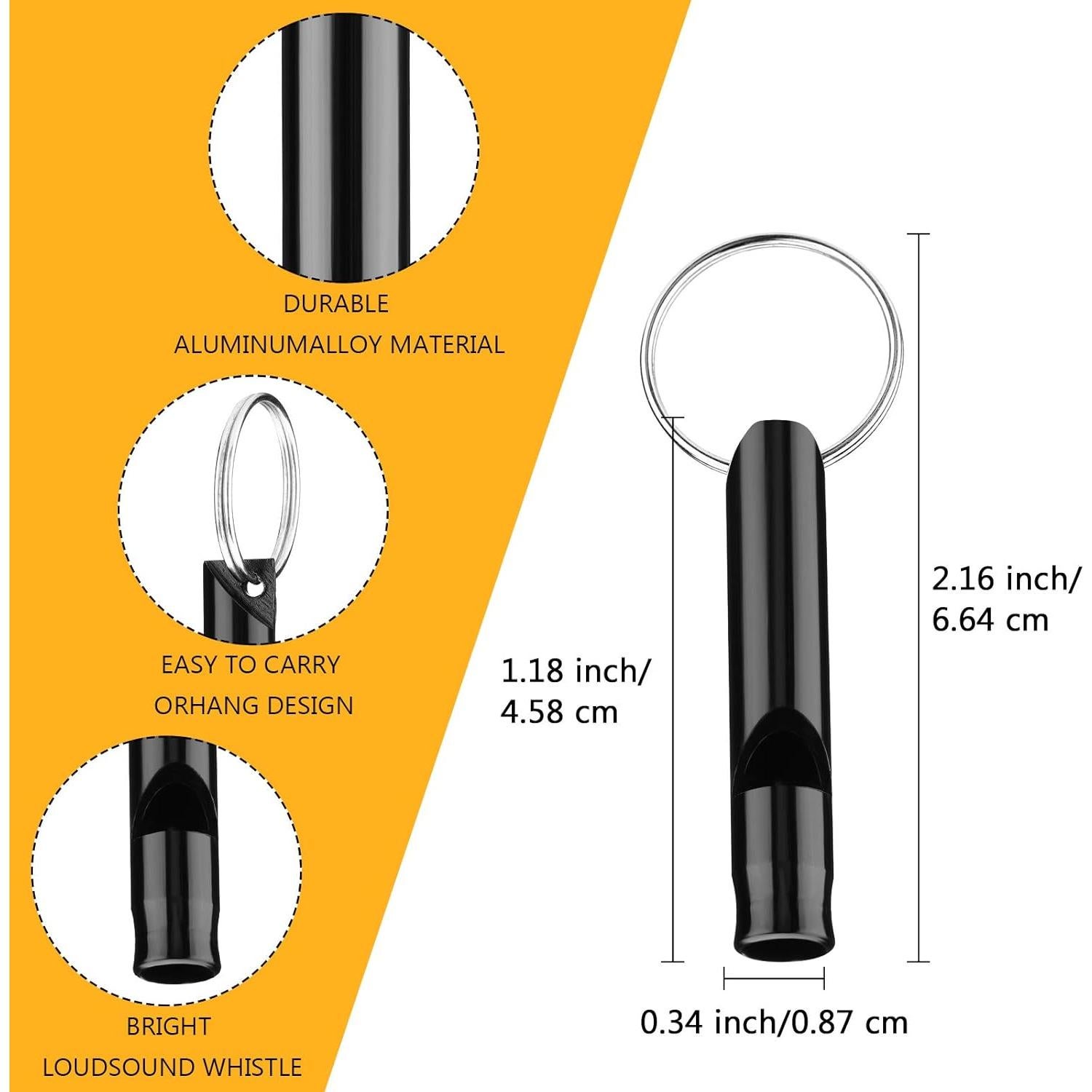 Silbatos de Emergencia Weewooday 12 Piezas Aluminio Negro