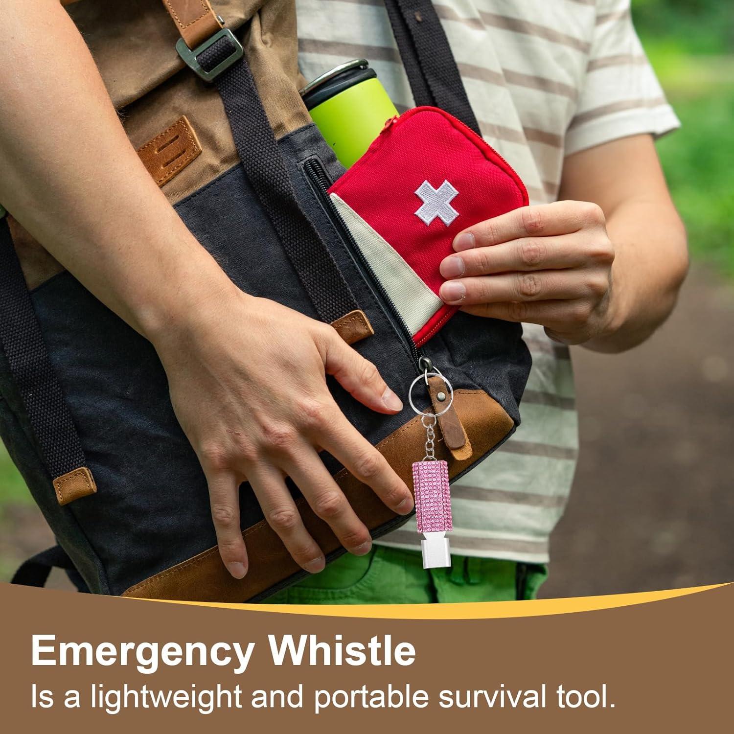 Silbato de Emergencia PATIKIL con Llavero Rosa 2 Pcs