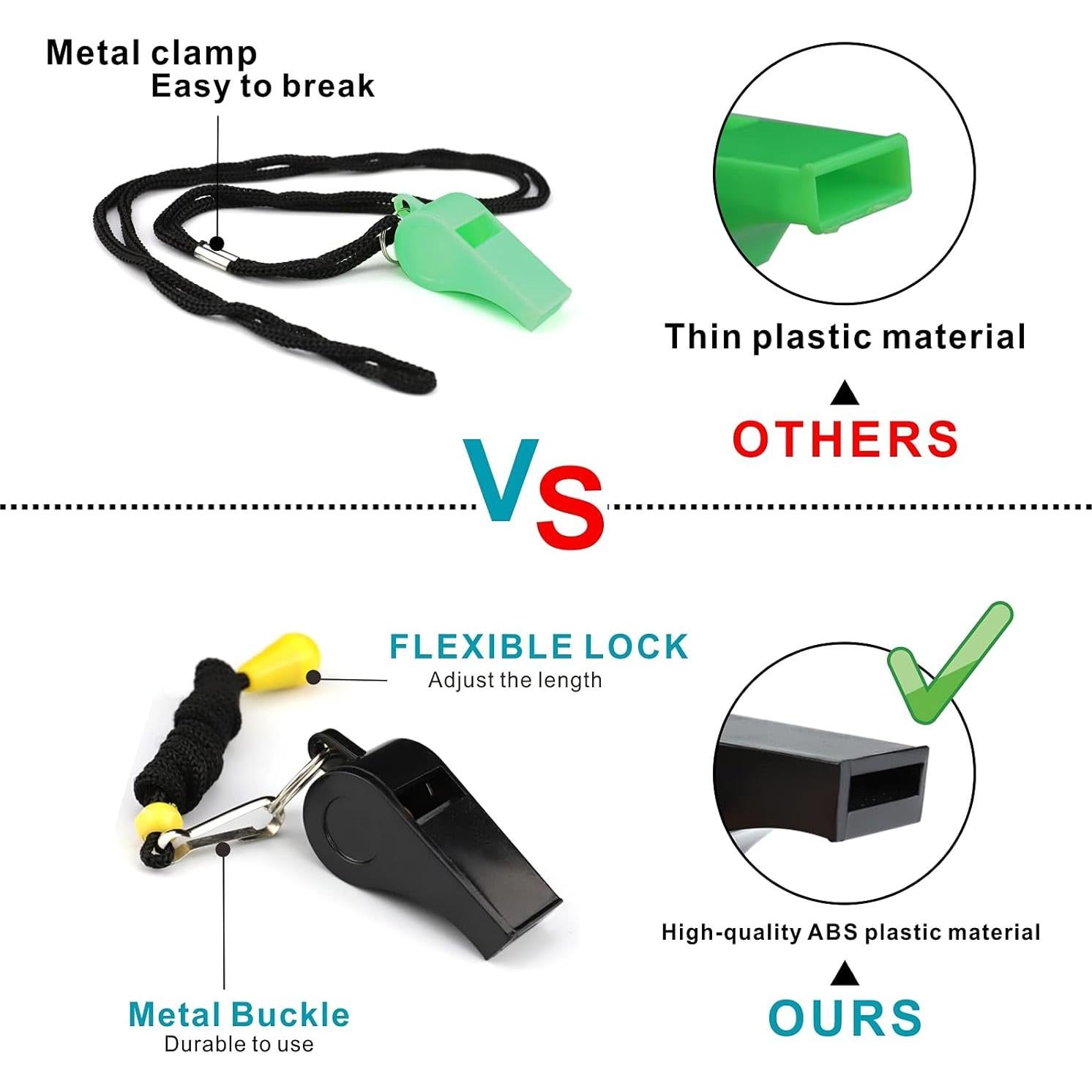 Paquete de 8 Silbatos de Plástico AMBITIONJUMP - Sonido Fuerte