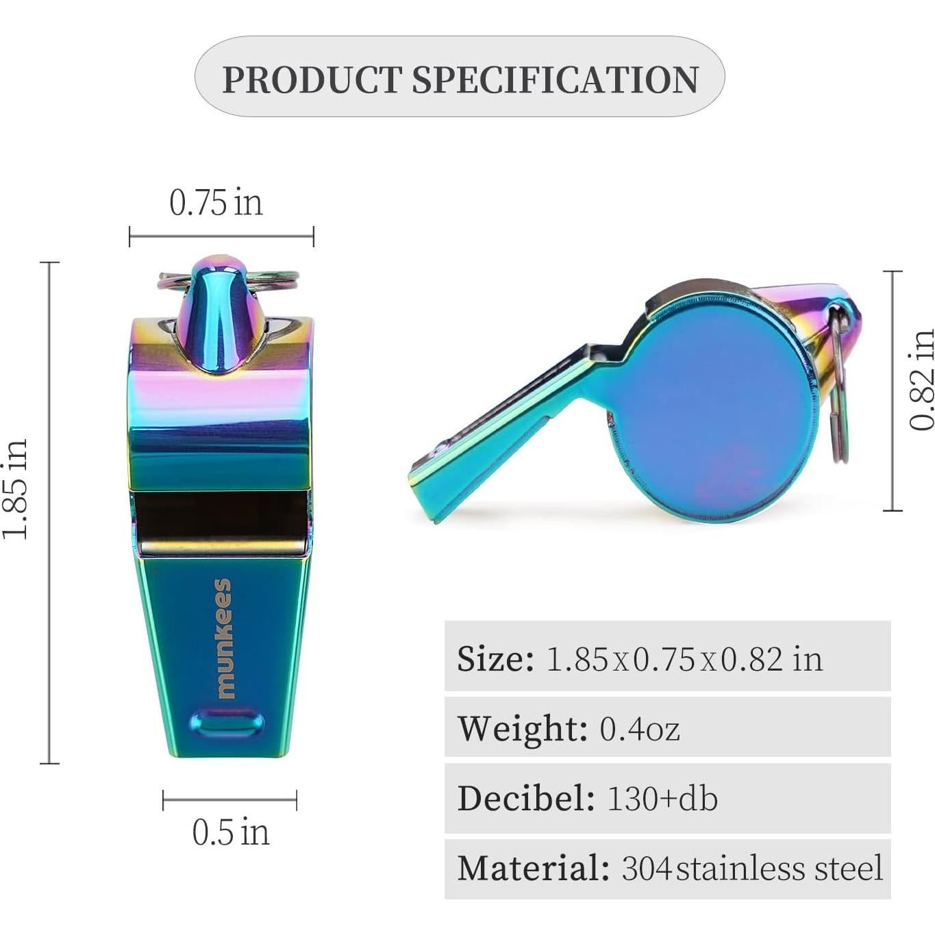 Silbato de Acero Inoxidable 304 Munkees 3395 Colorido