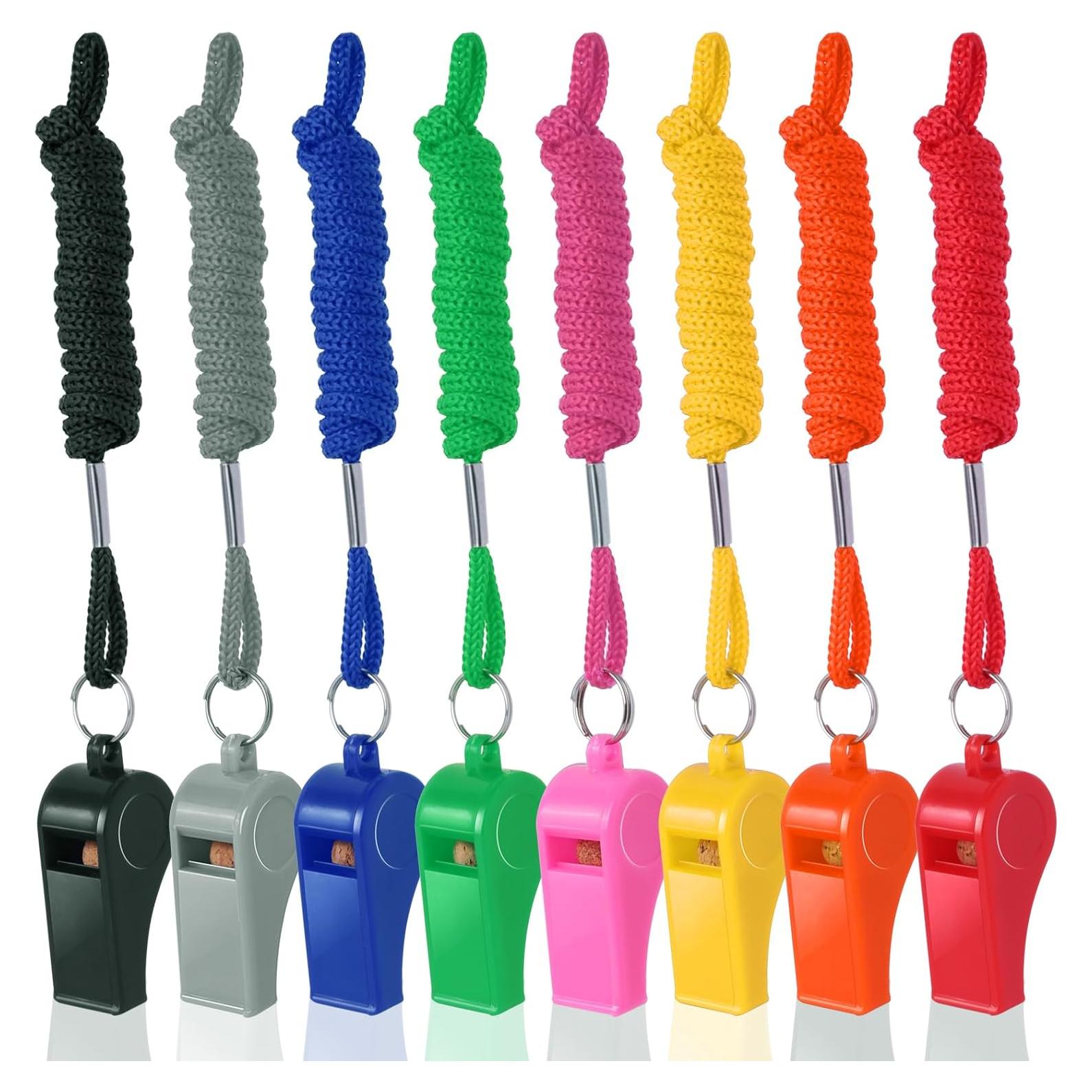 Paquete de 8 Silbatos Coloridos Seakii con Cuerdas 120dB