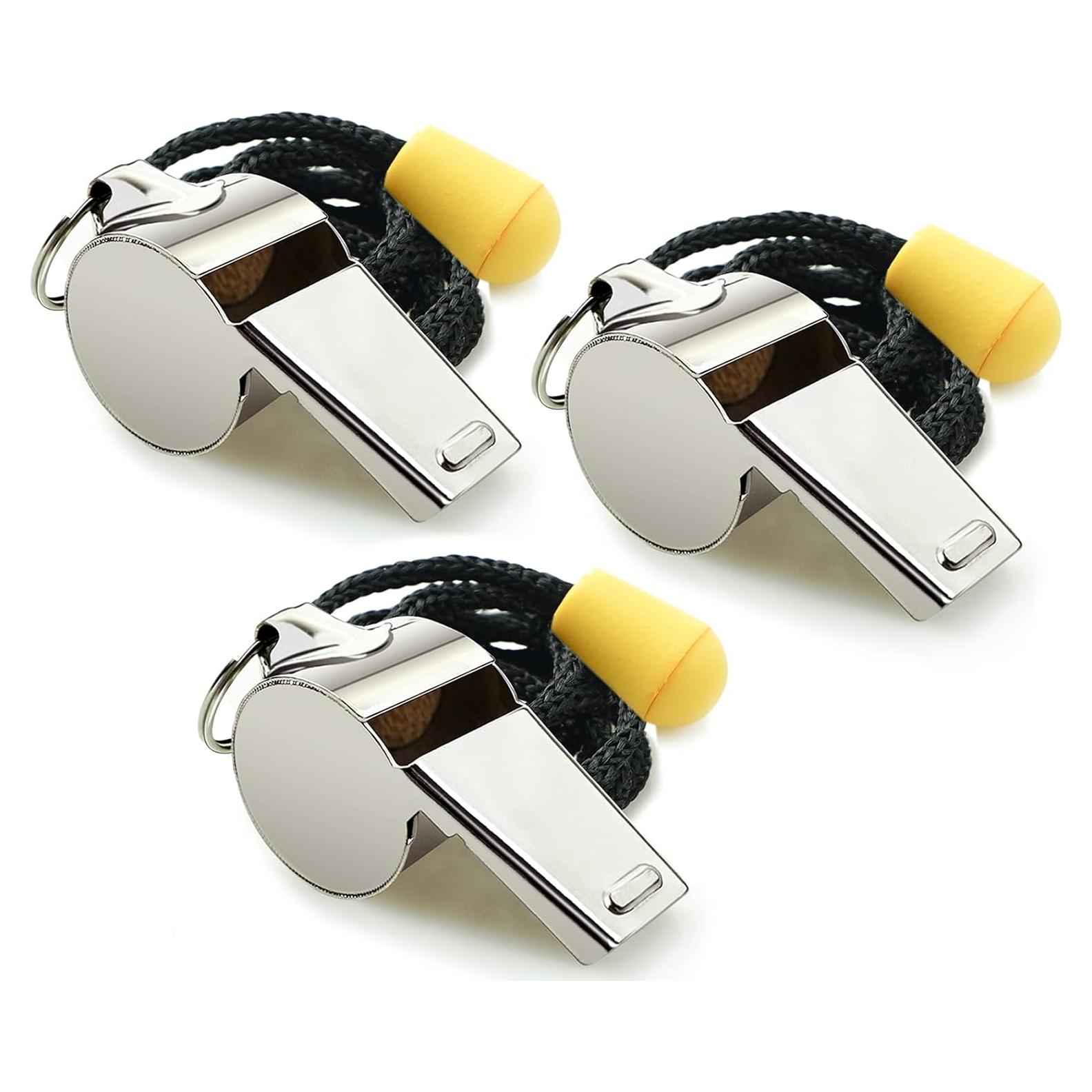 Paquete de 3 Silbatos Deportivos Hipat de Acero Inoxidable