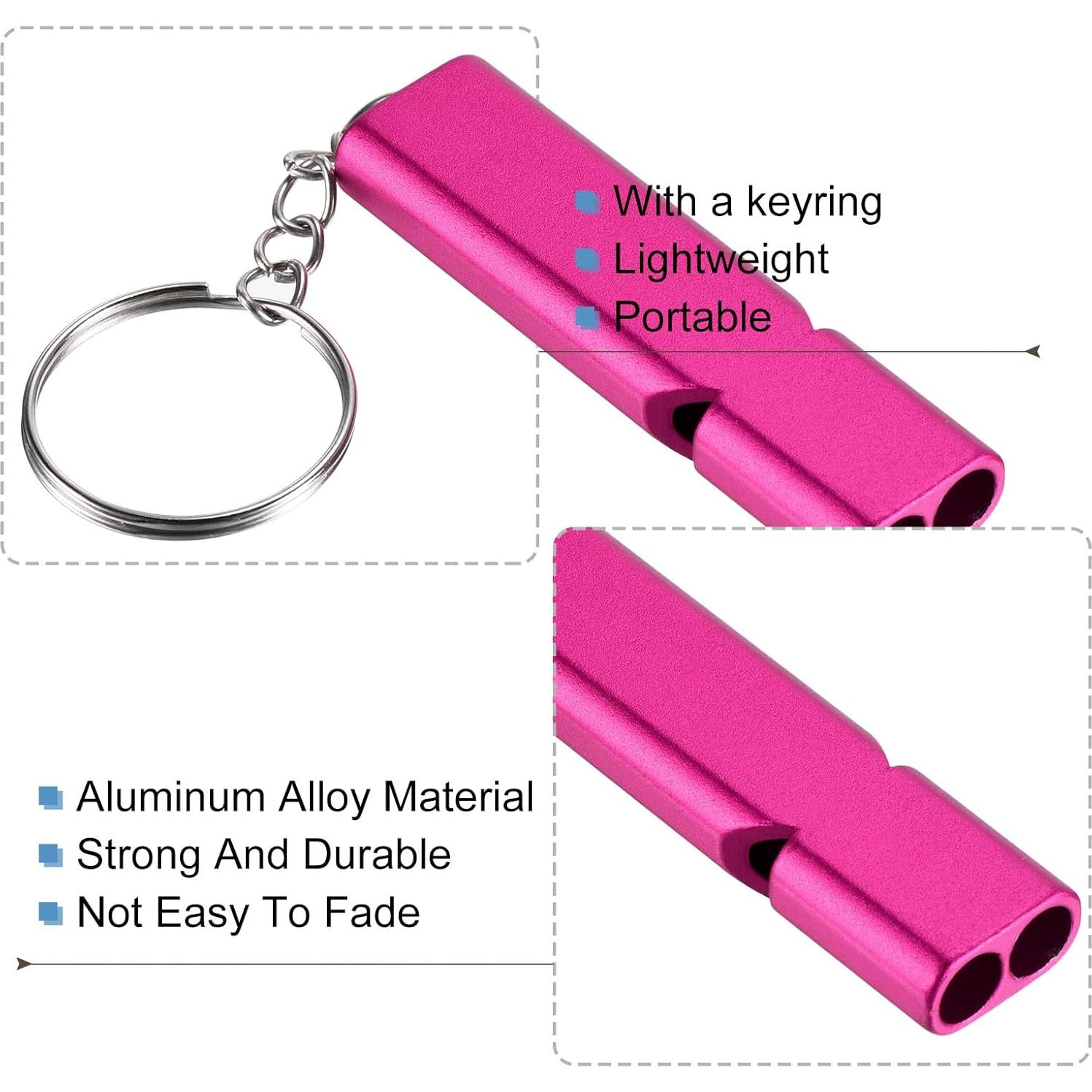 Silbato de Supervivencia PATIKIL Doble Tubo Aluminio Rosa