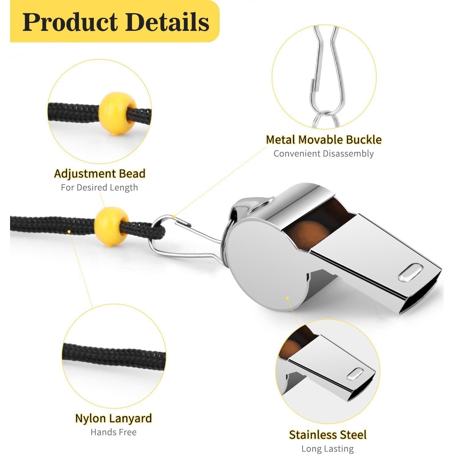 Silbato de Entrenador Evechole Acero Inoxidable Sonido Fuerte