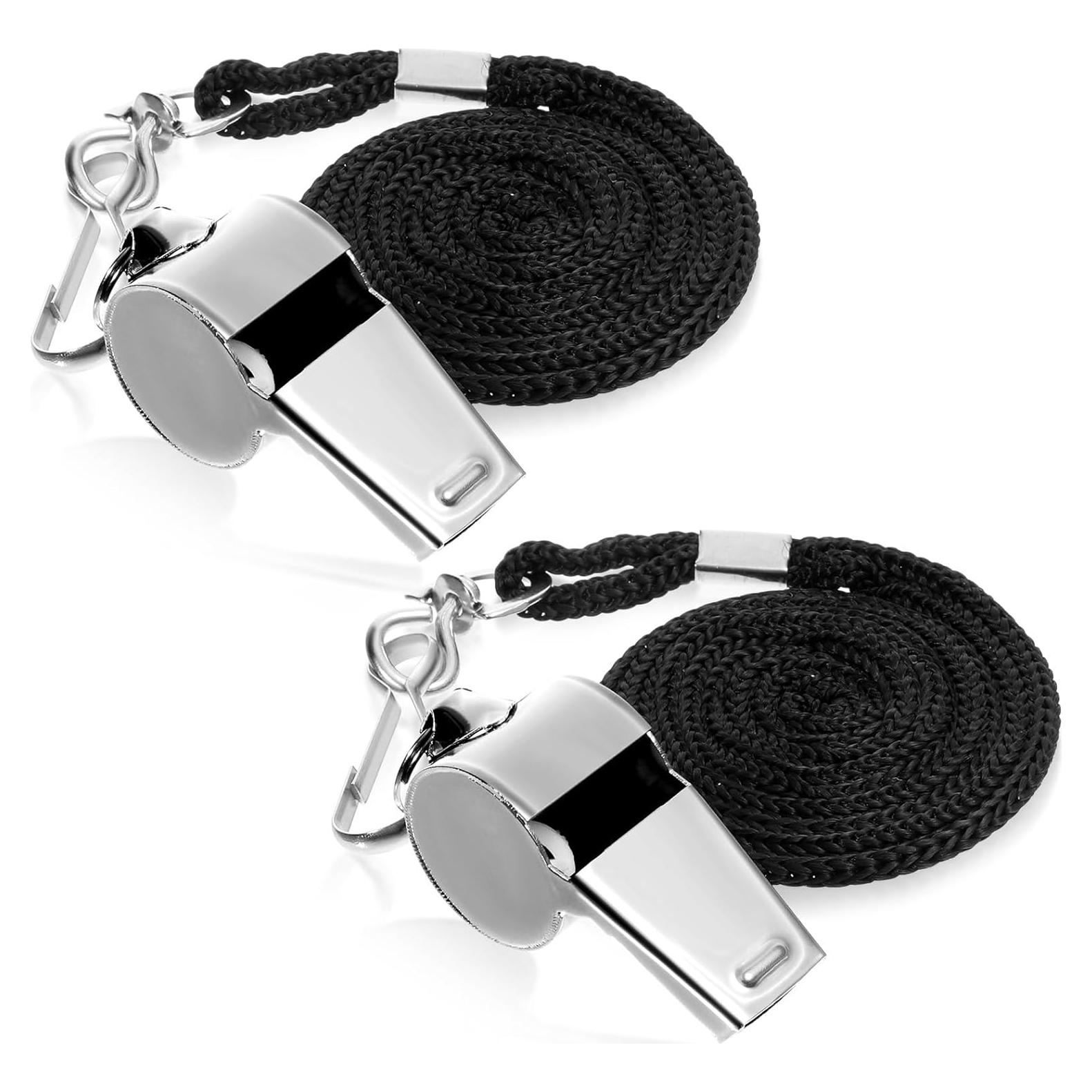 Silbatos de Metal Inoxidable Simarro - 2 Piezas con Cuerda