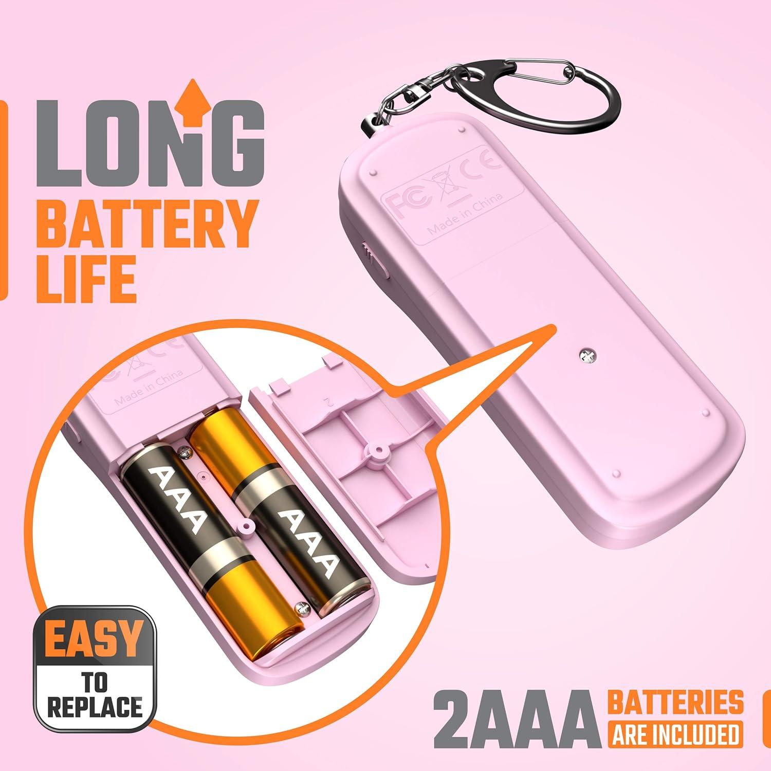 Llave de Alarma Personal WETEN Rosa 130 dB con Luz LED