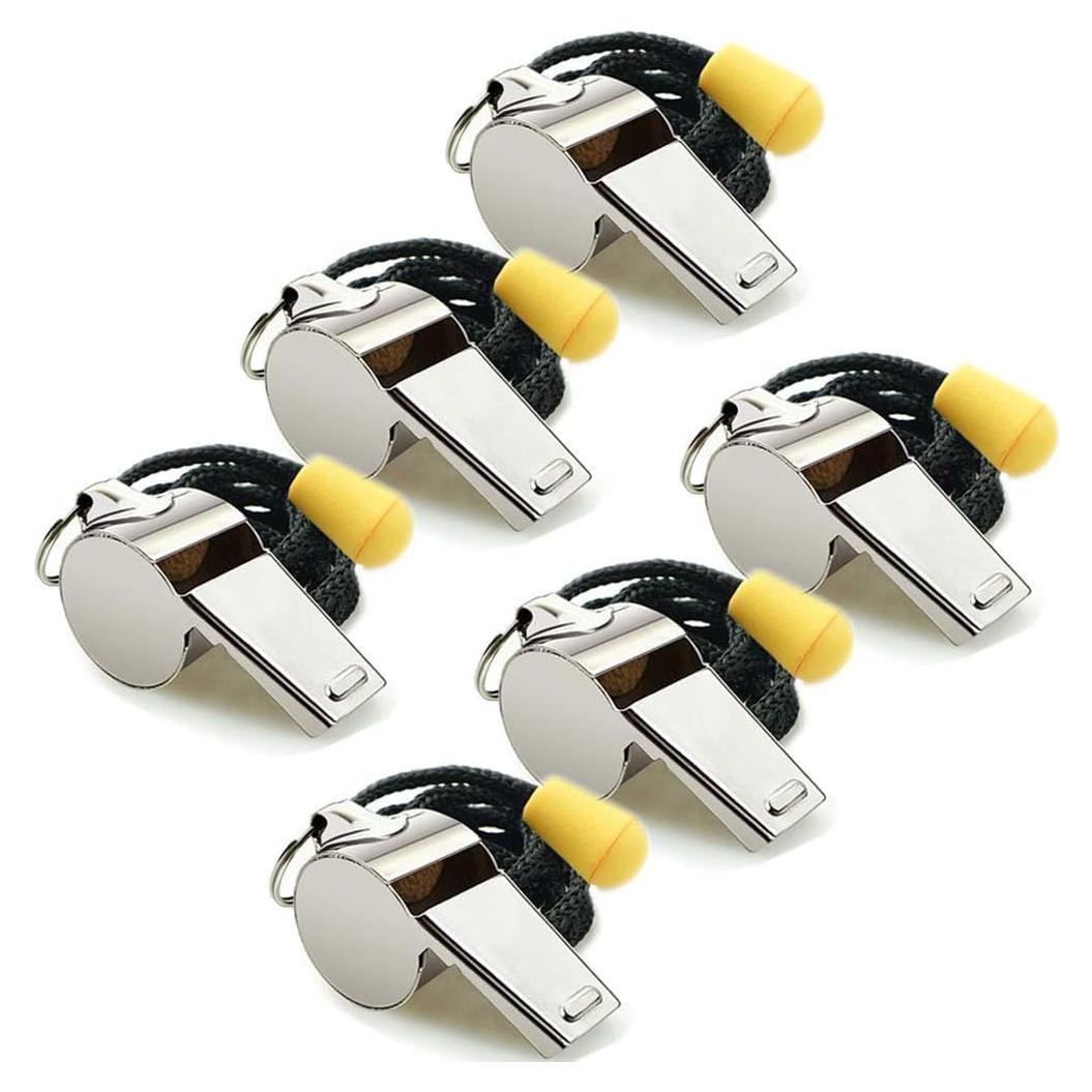 Silbatos de Acero Inoxidable Hipat - 6PCS con Cordón