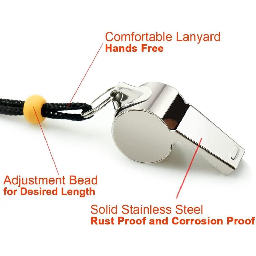 Silbatos de Acero Inoxidable Hipat - 6PCS con Cordón