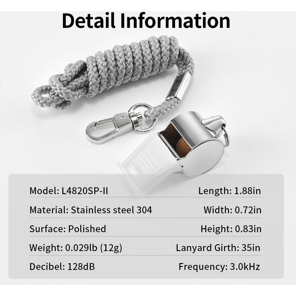 Silbato de Acero Inoxidable HUTOU L4820SP - 2 Paquetes con Cordón