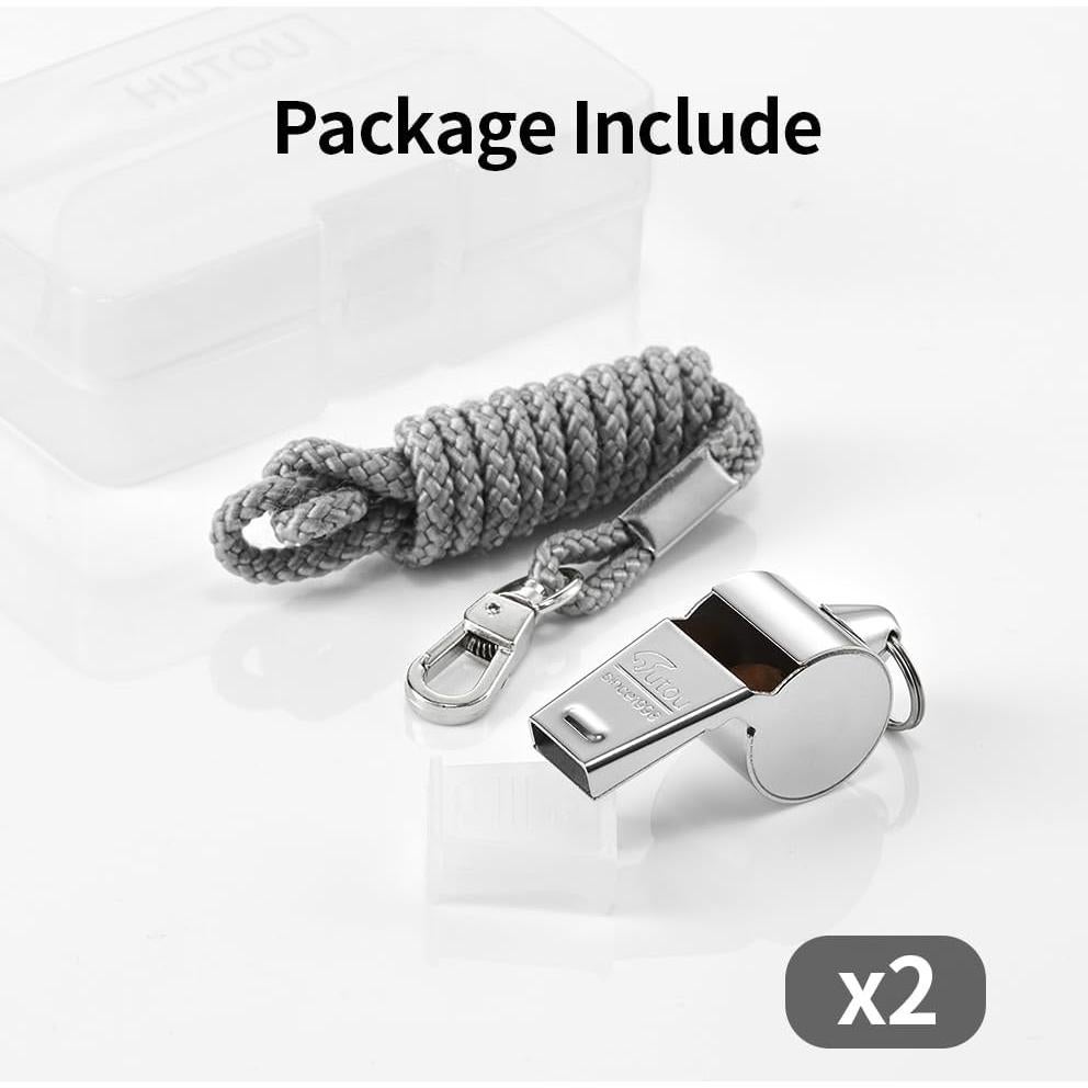 Silbato de Acero Inoxidable HUTOU L4820SP - 2 Paquetes con Cordón