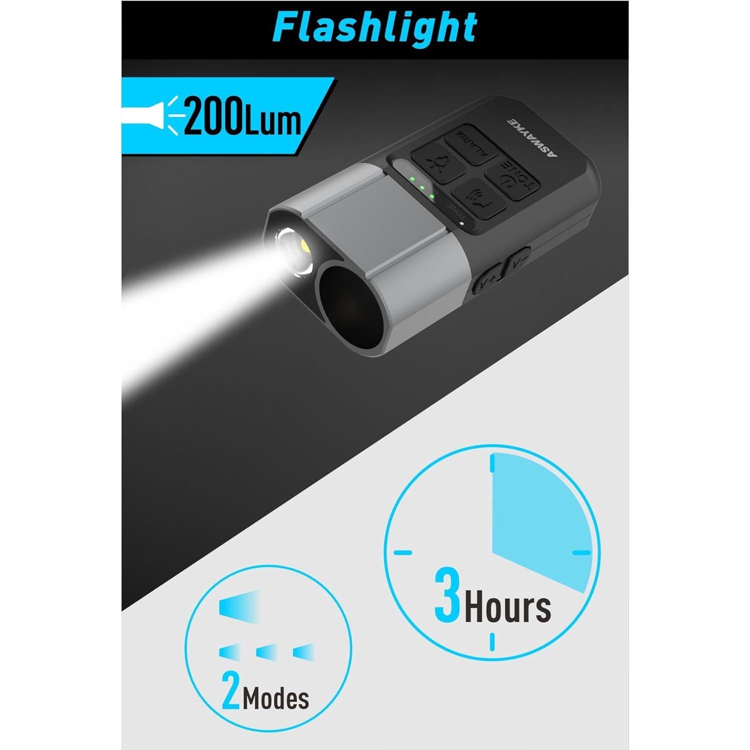 Silbato Electrónico ASWAYKE K5 125dB con Linterna 200Lum