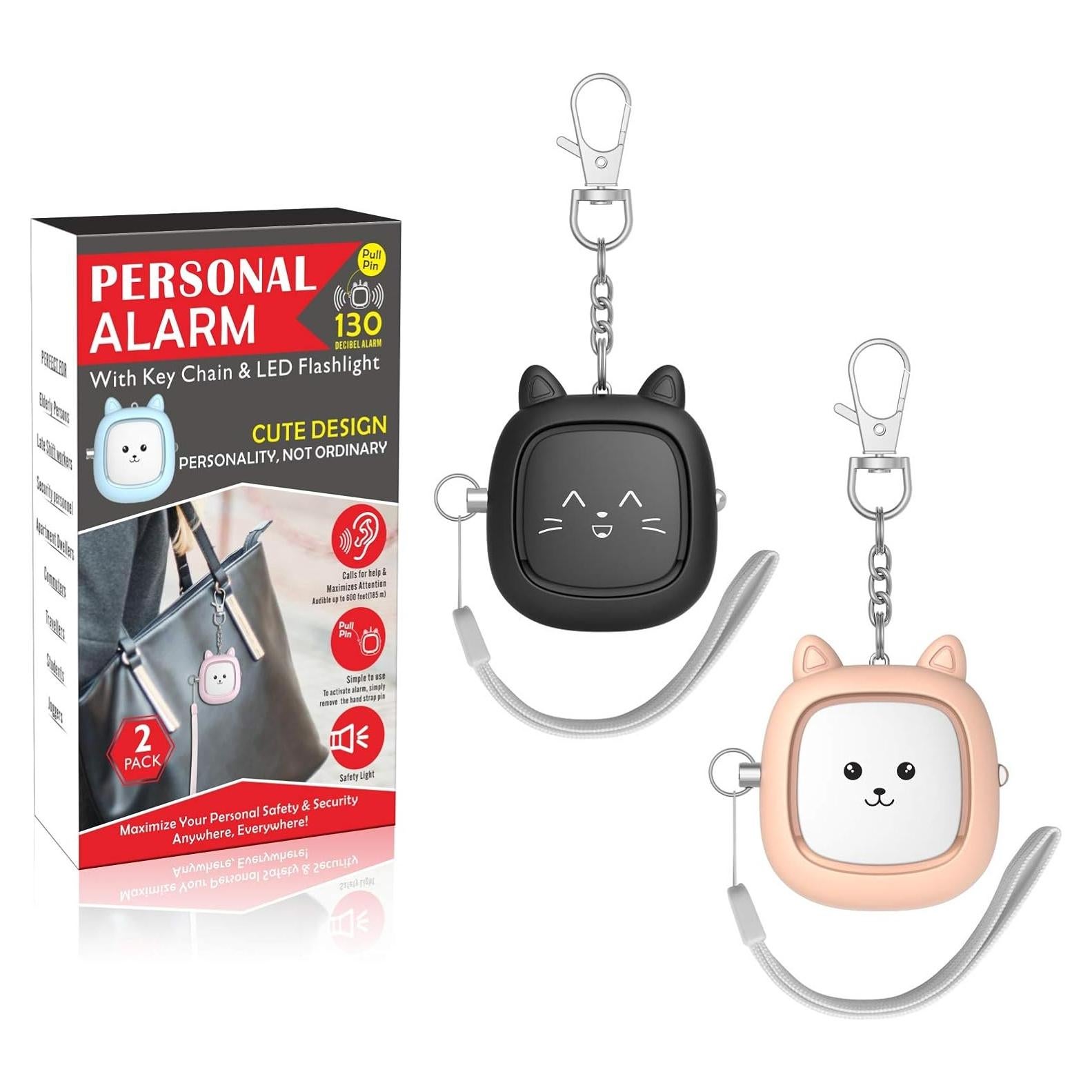 Alarma Personal VIGOROAD 130 dB con Luz LED - 2 Piezas