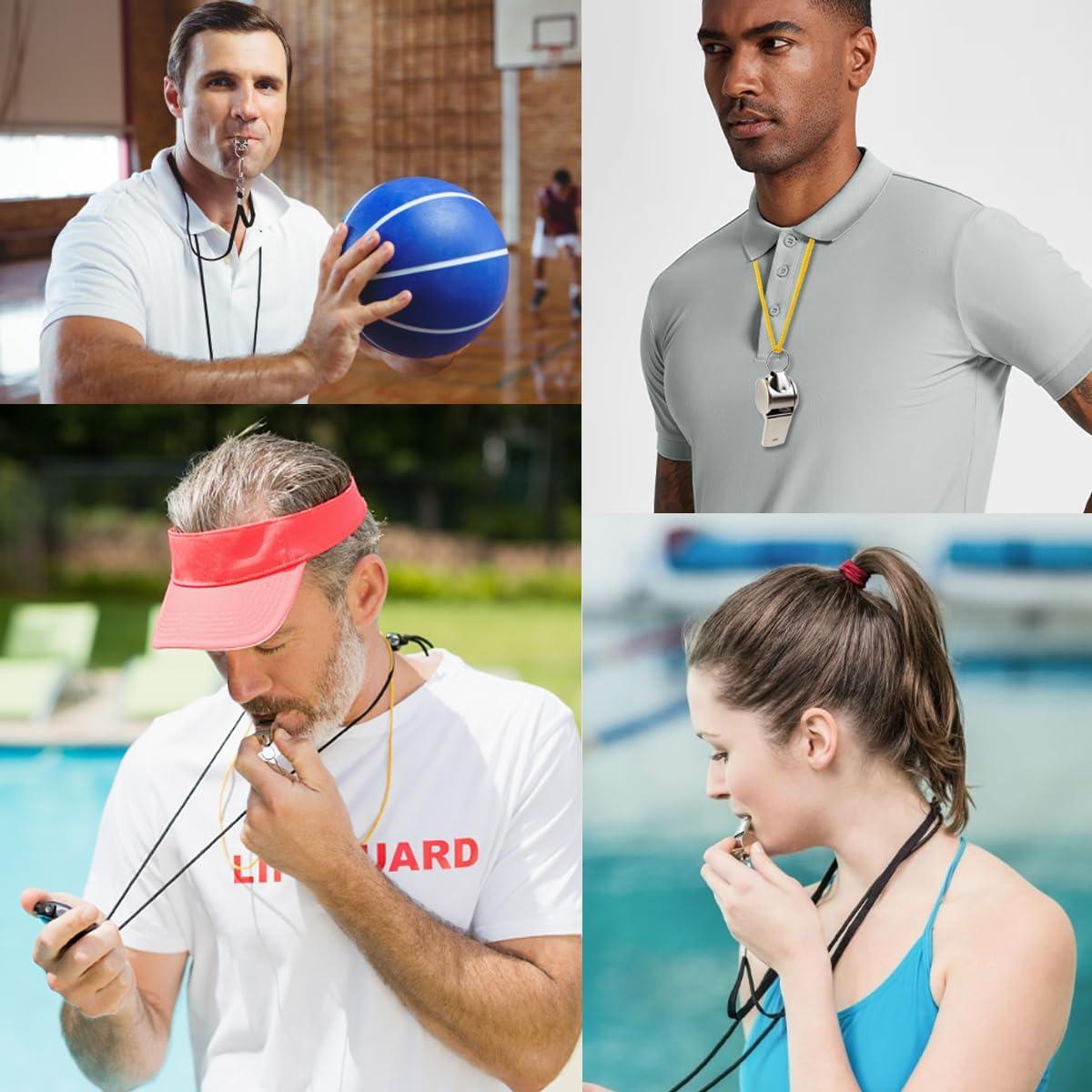 24 Silbatos de Acero Inoxidable ROYHOO con Cordón - Sonido Fuerte