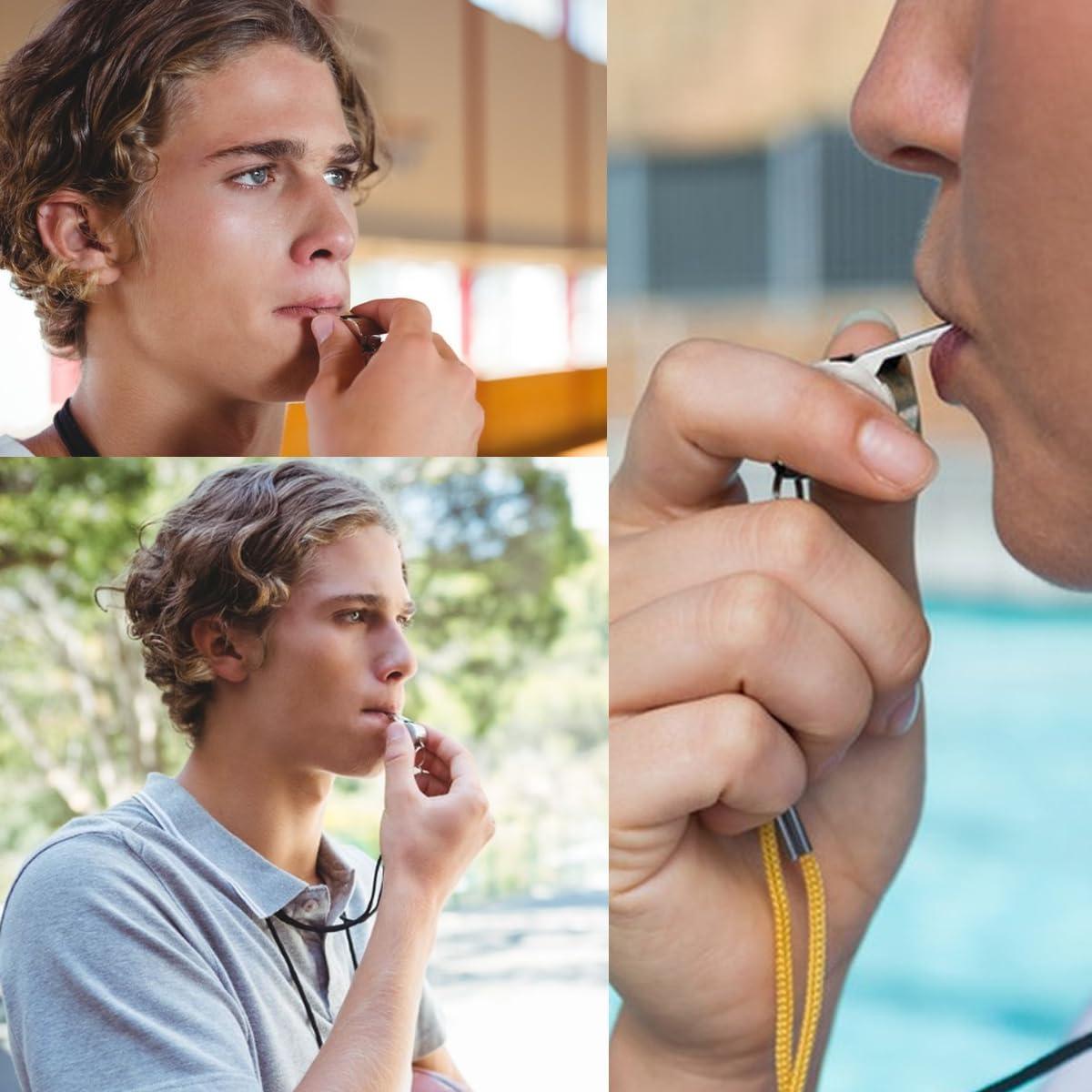 24 Silbatos de Acero Inoxidable ROYHOO con Cordón - Sonido Fuerte