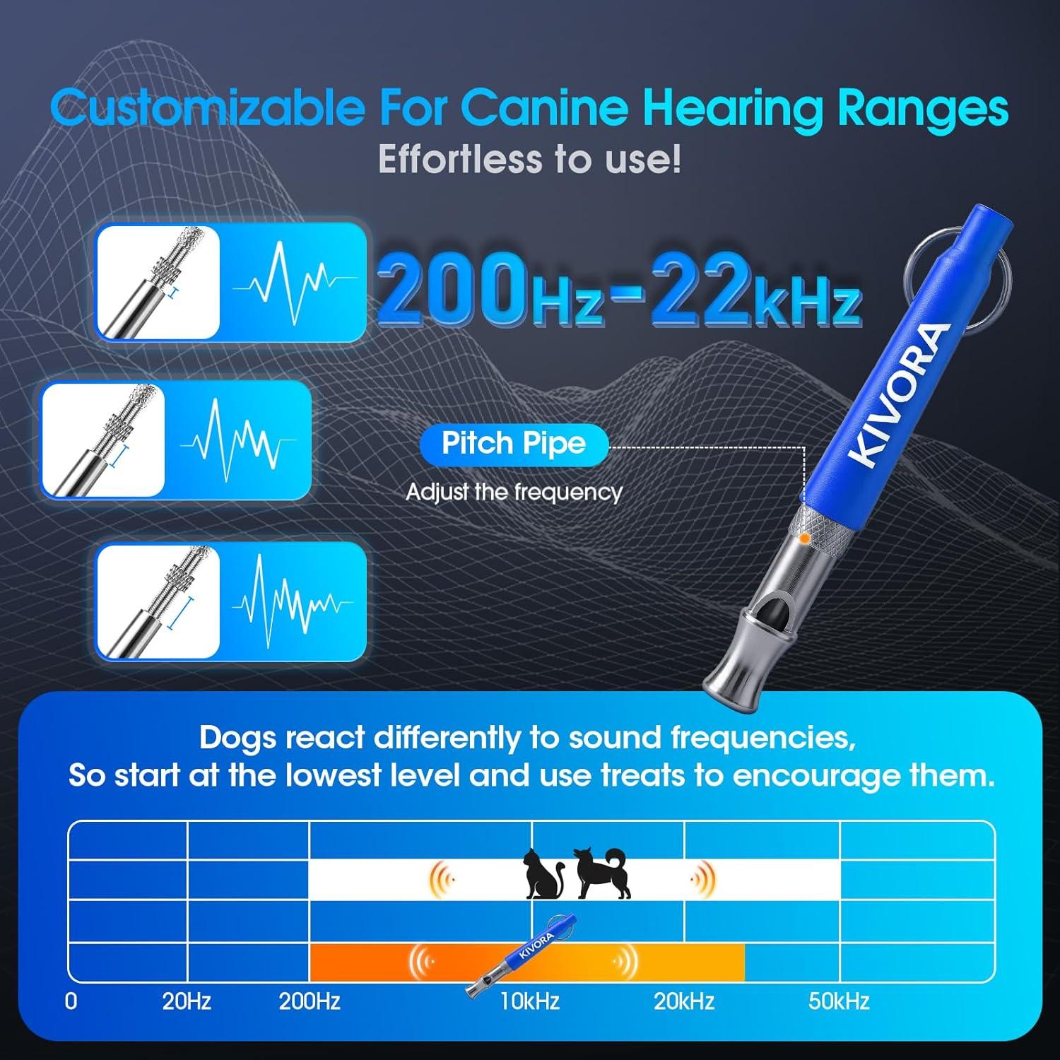 Silbato para Perros KIVORA 4 Pack Ultrasonido Ajustable