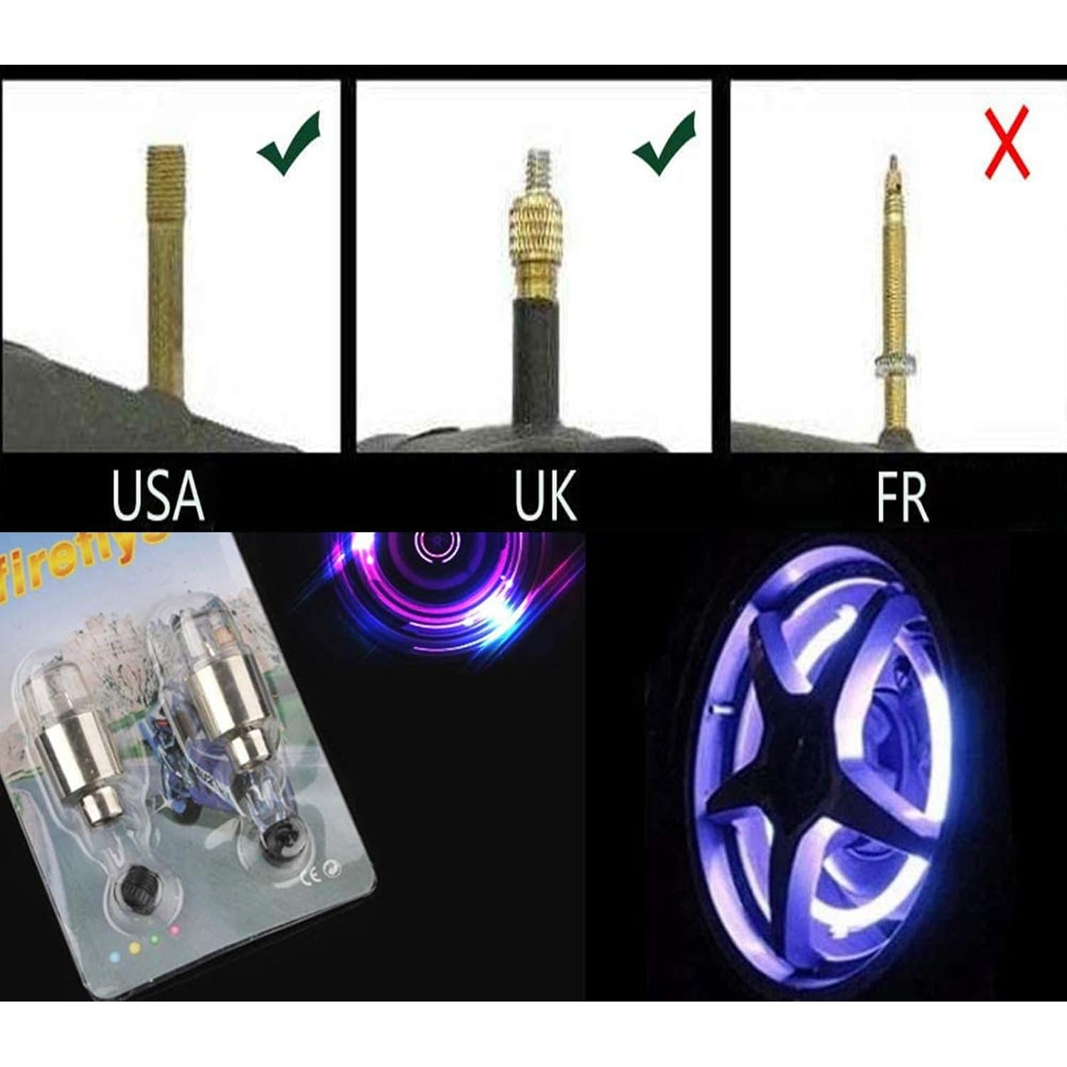 Luces LED para Ruedas de Bicicleta YUERWOVER E-CF-4 Coloridas
