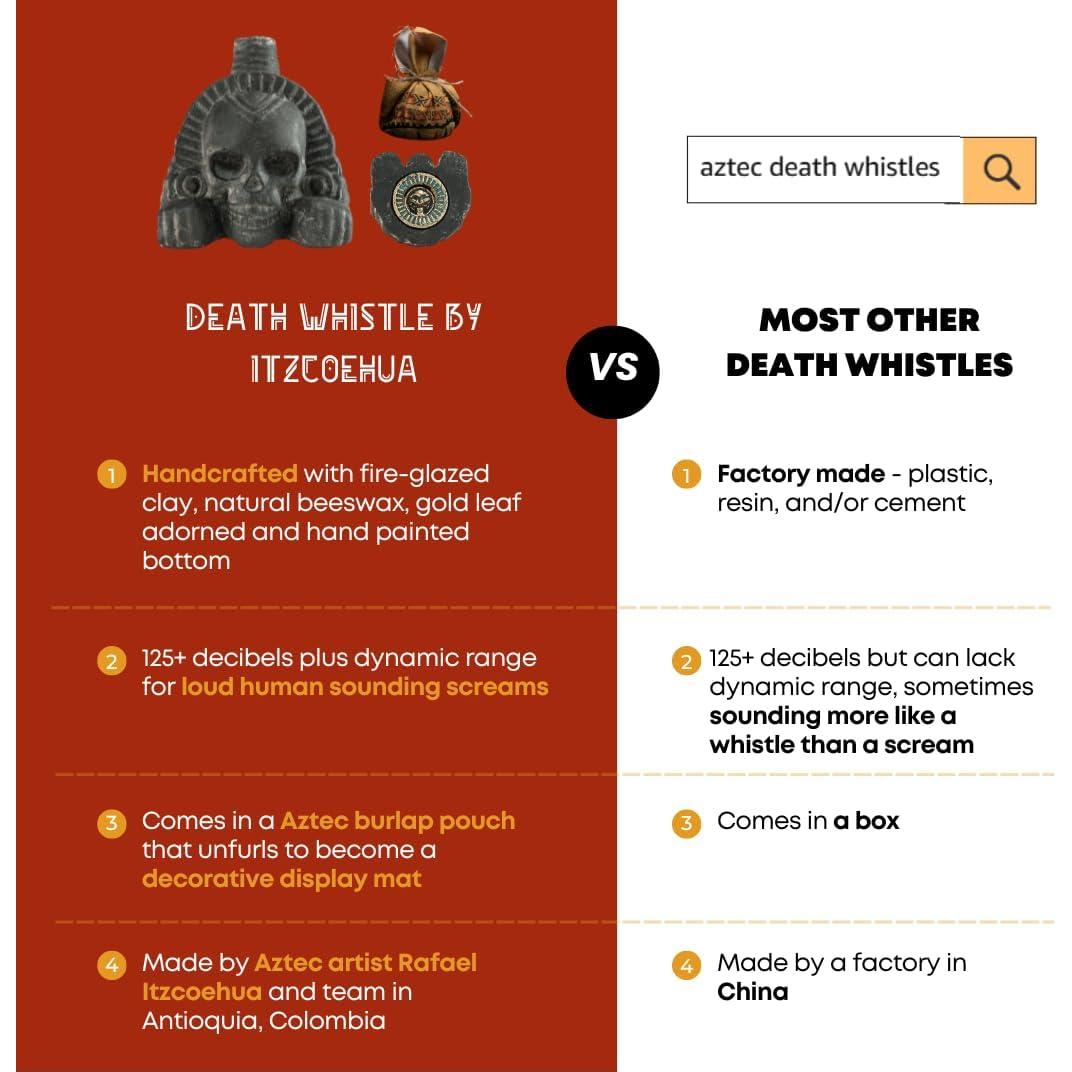 Silbato de Muerte Azteca Real Gritando ZBOSS Obsidiana Negra 300g